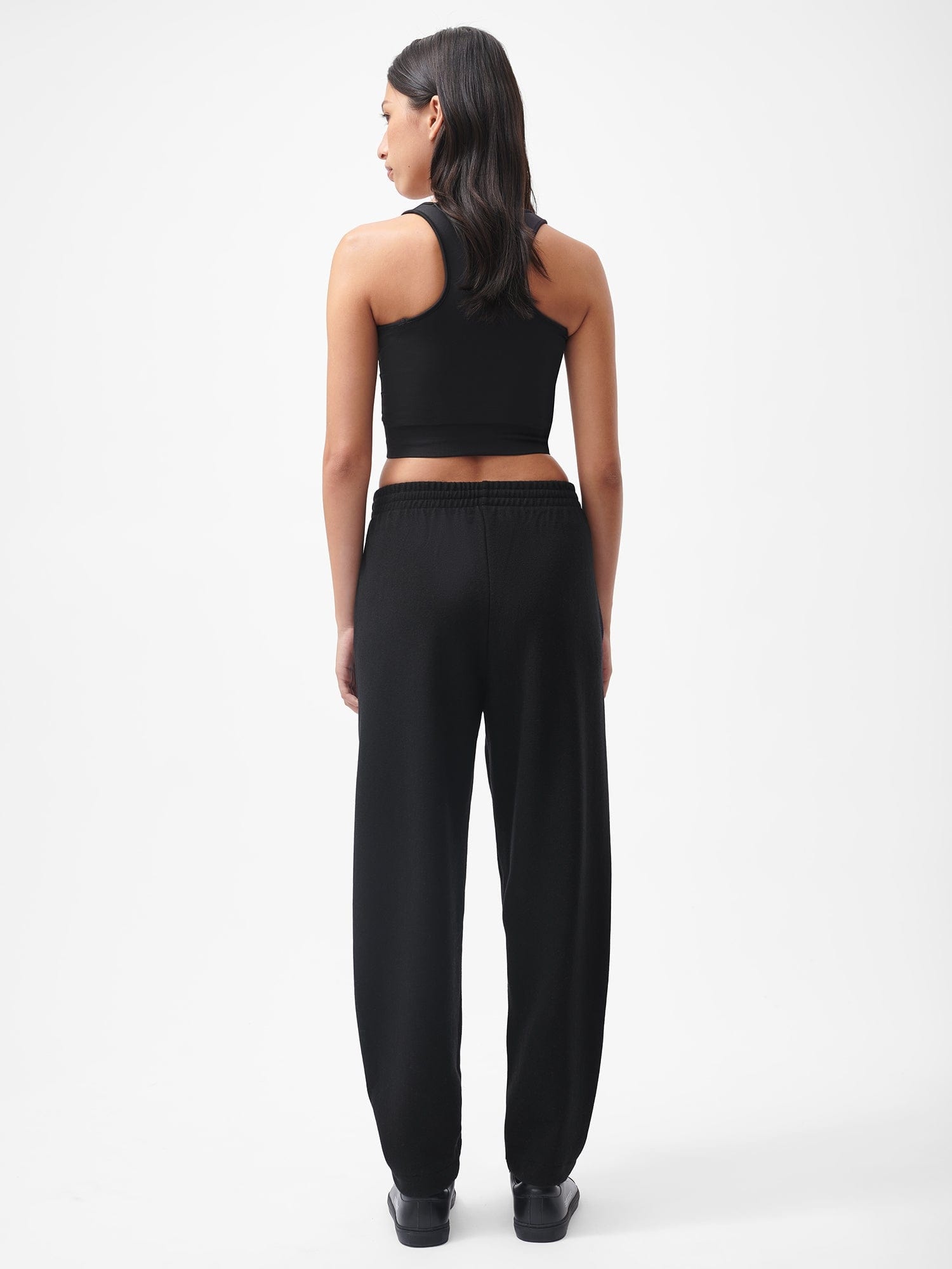 Womens Recycled Wool Jersey Barrel-Leg Track Pants - Black - 3