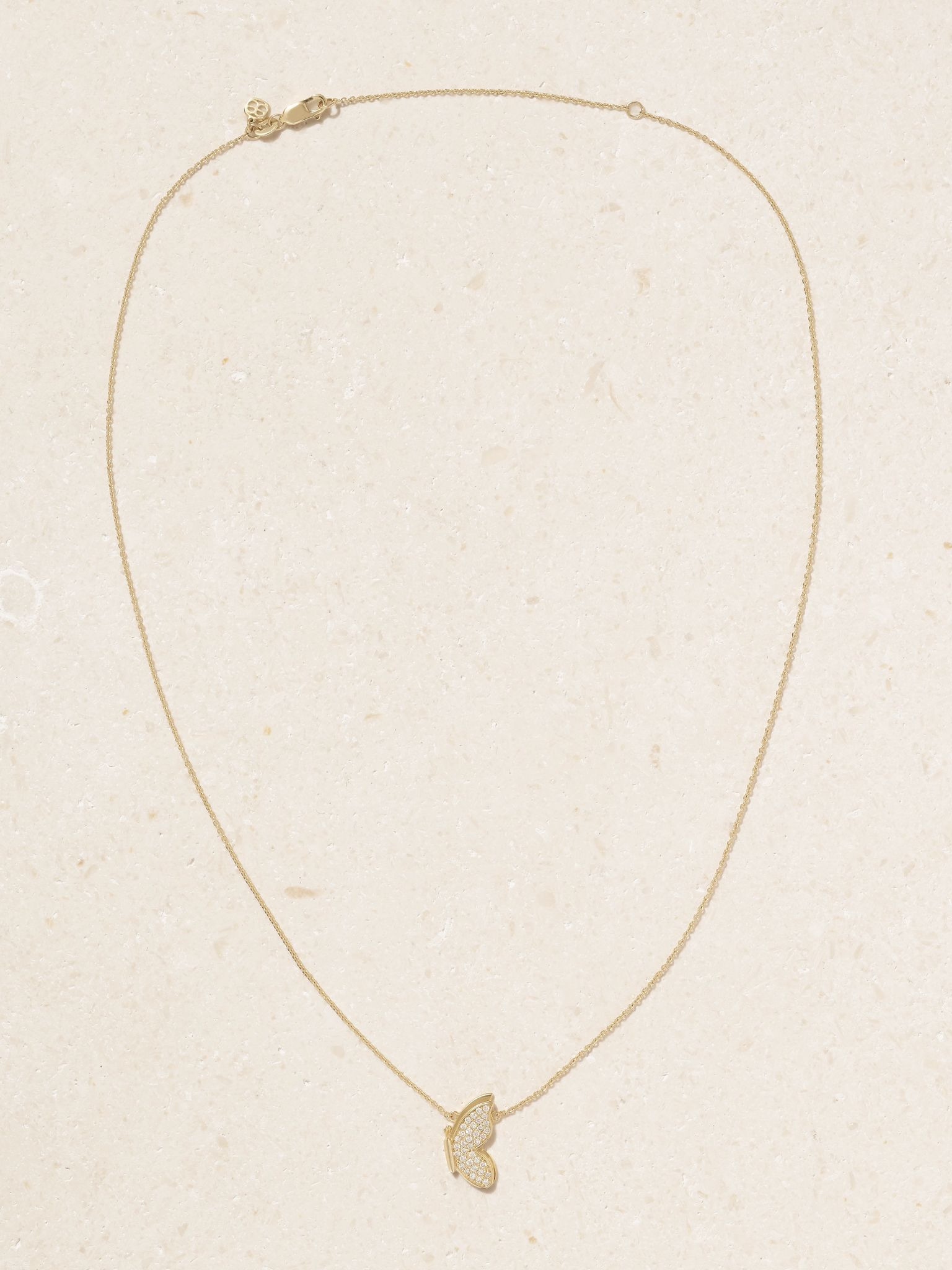 Small Flying Butterfly 14-karat gold diamond necklace Gold - 4