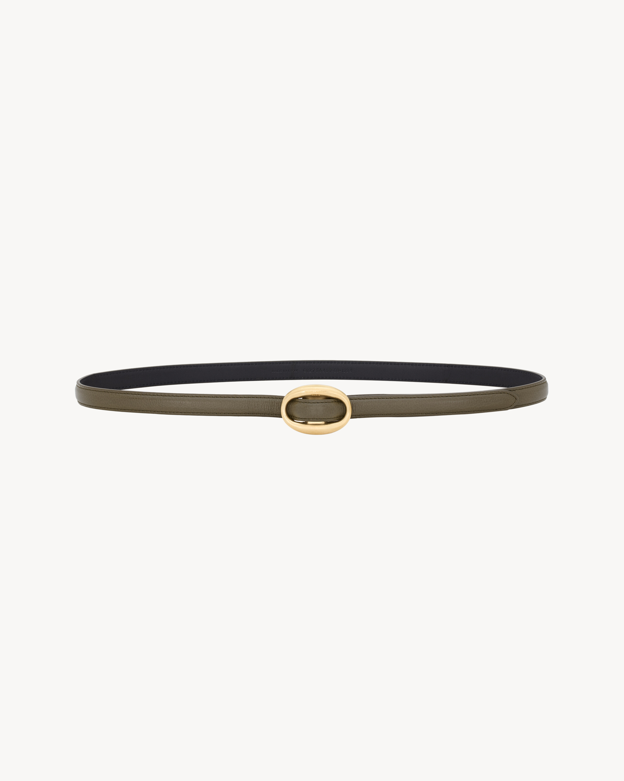 OVAL BUCKLE THIN BELT IN SMOOTH LEATHER - 2