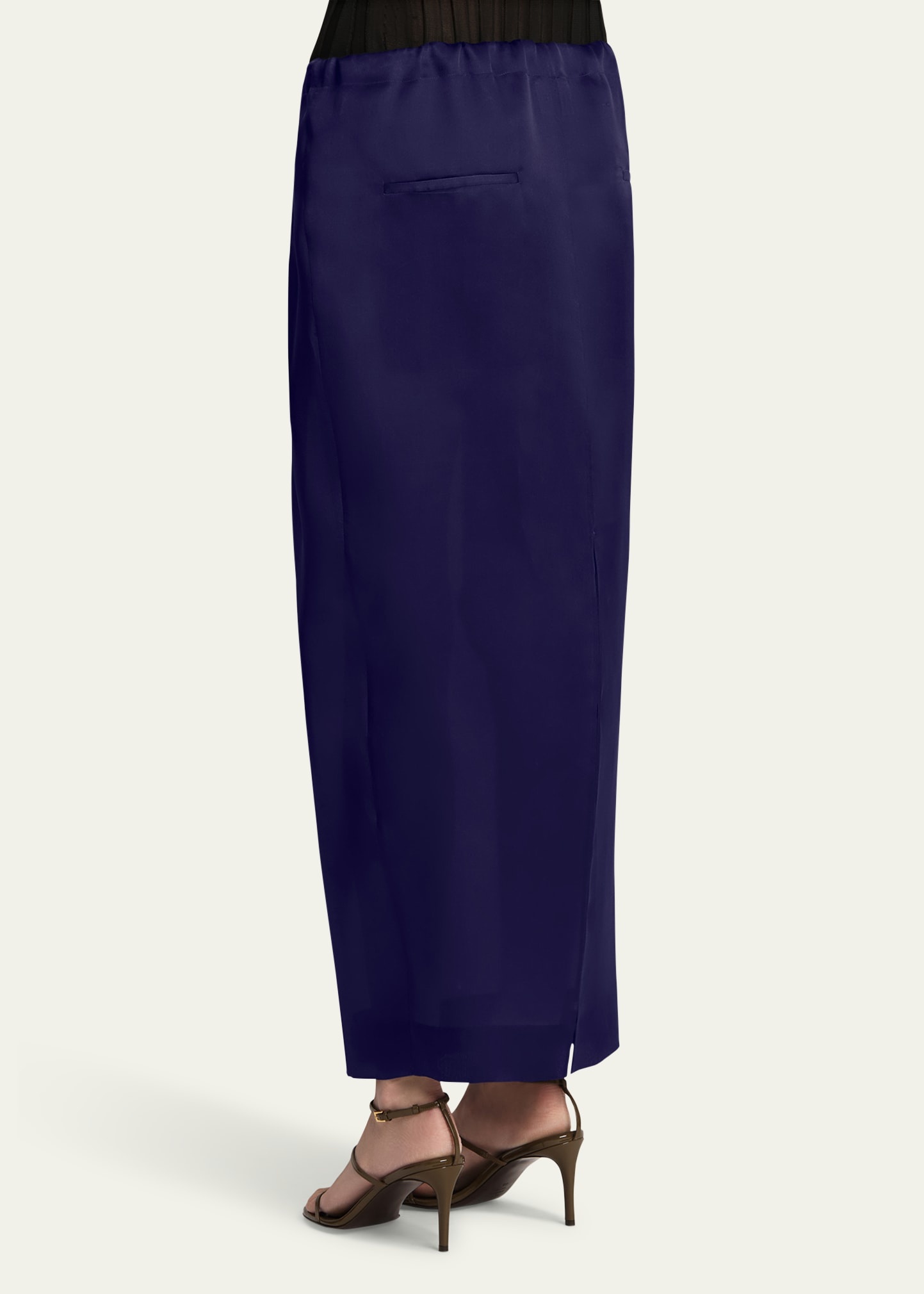 Chenton Long Drawcord Silk Skirt - 3