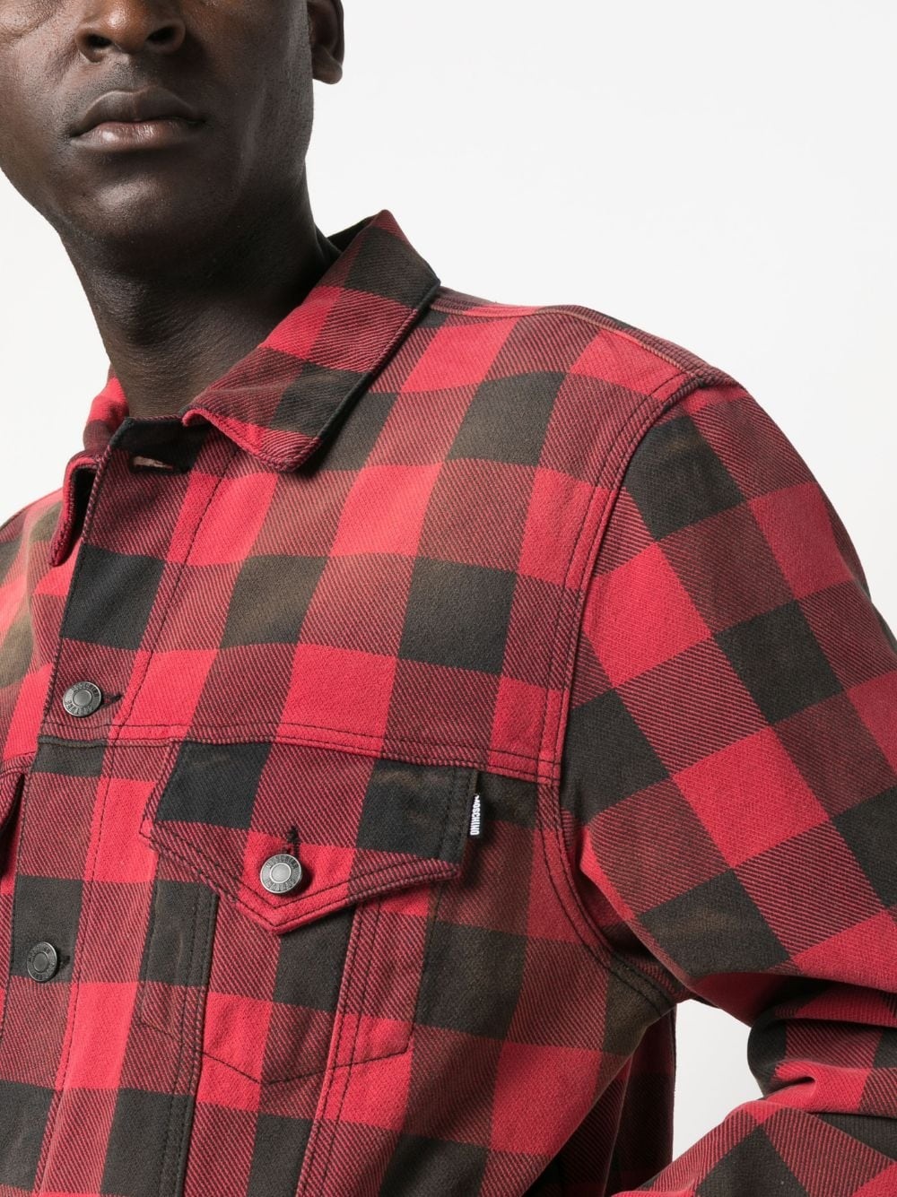 check-pattern cotton shirt jacket - 5