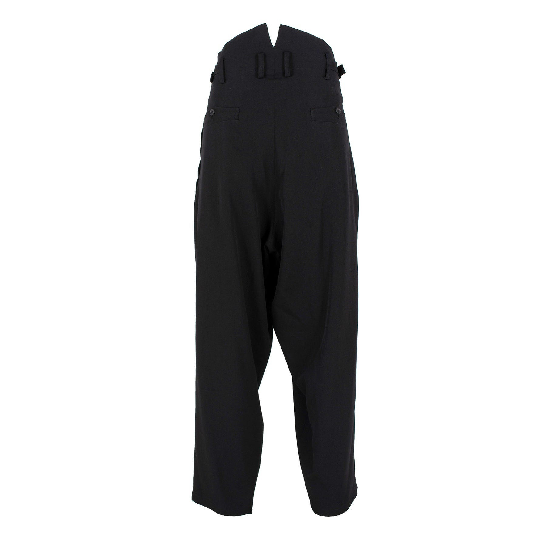 Wrinkle wool gabardine suspenders pants / BLK - 2