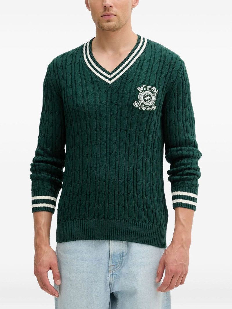 cable-knit V-neck sweater 1