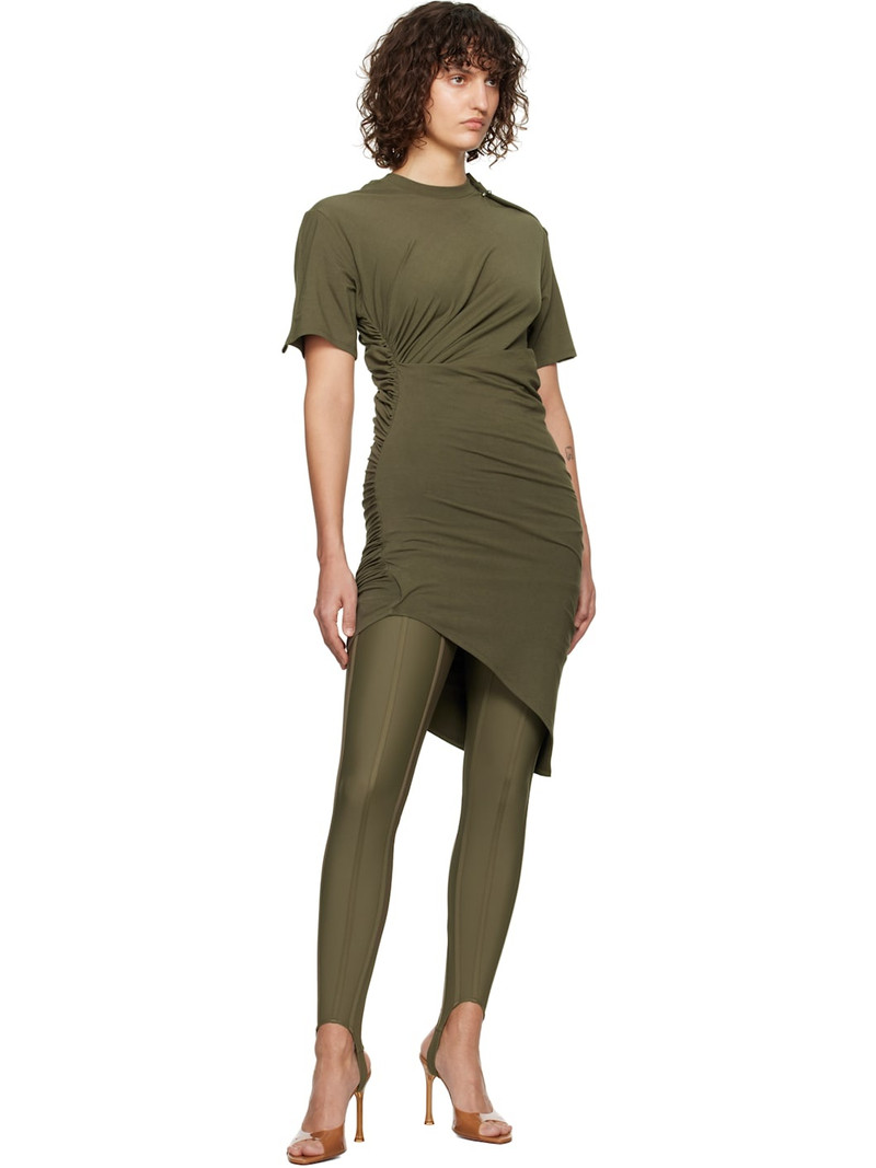 MUGLER Khaki Draped Pierced Day Minidress outlook