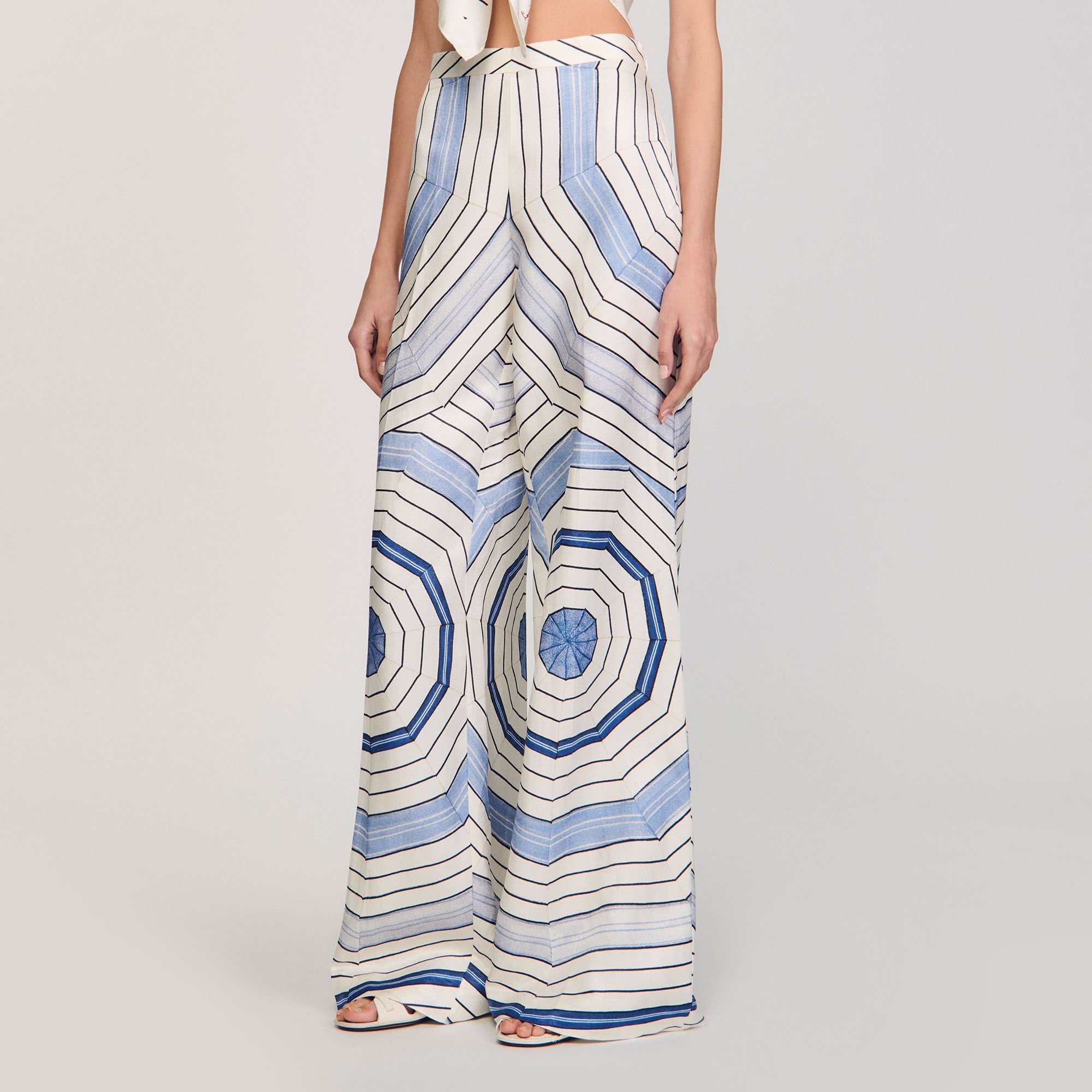 SPIRAL-MOTIF WIDE-LEG TROUSERS - 4