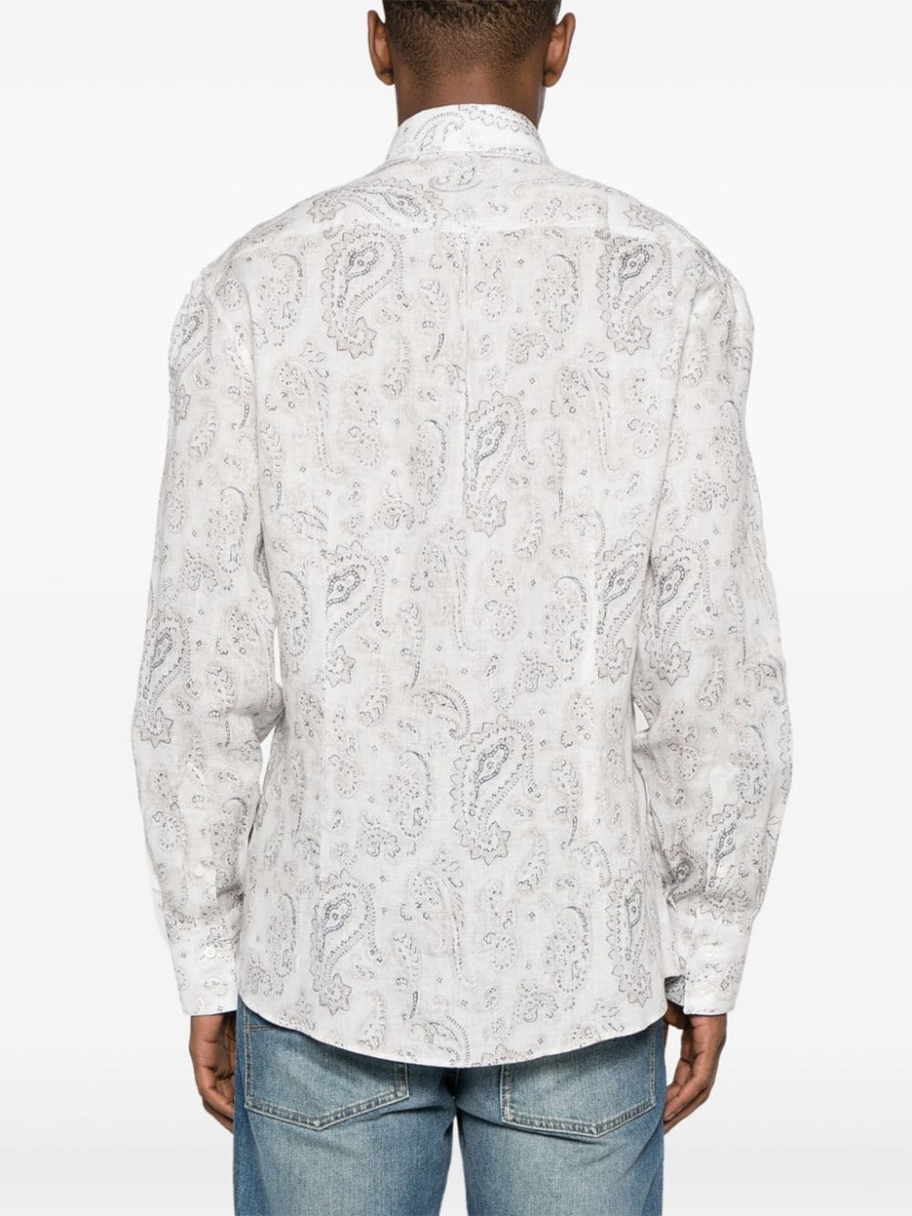 paisley-print linen shirt - 7