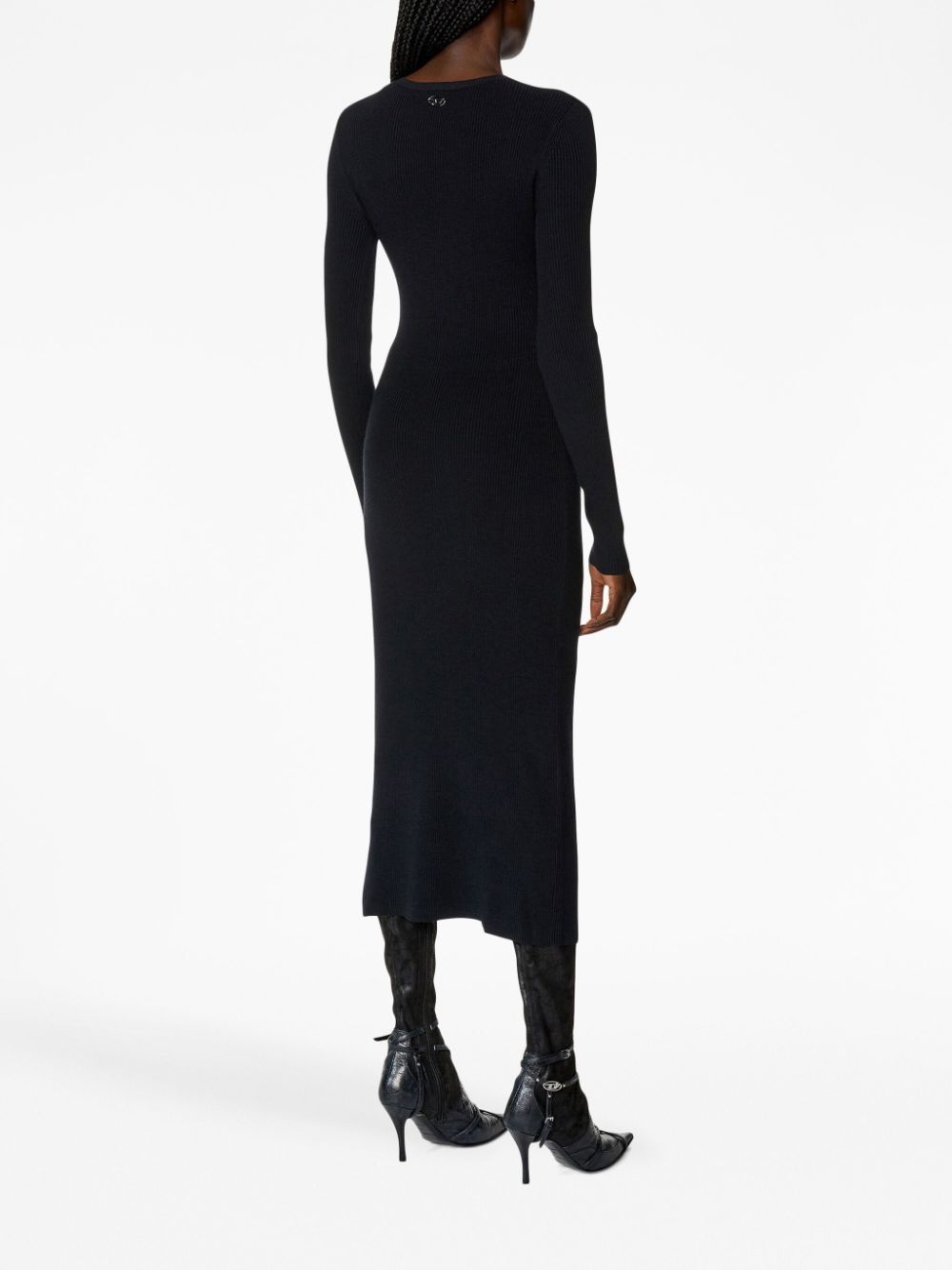 cut out-detail ribbed midi dress - 3