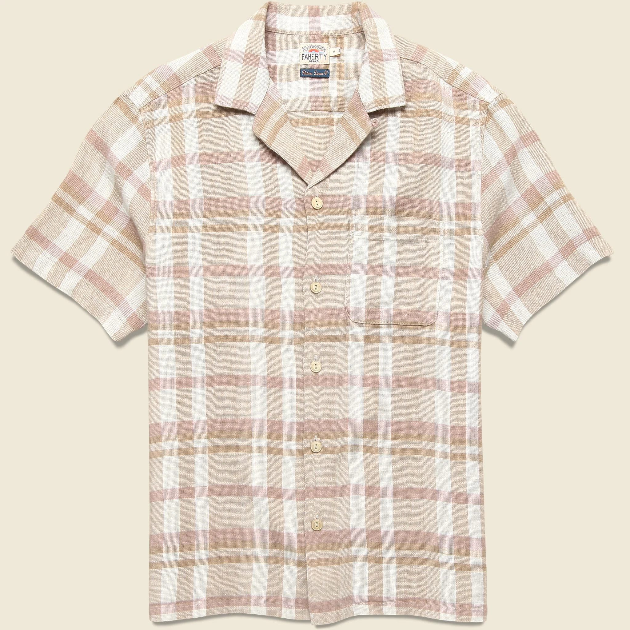 Palma Linen Shirt - Mauve Sand Plaid - 1