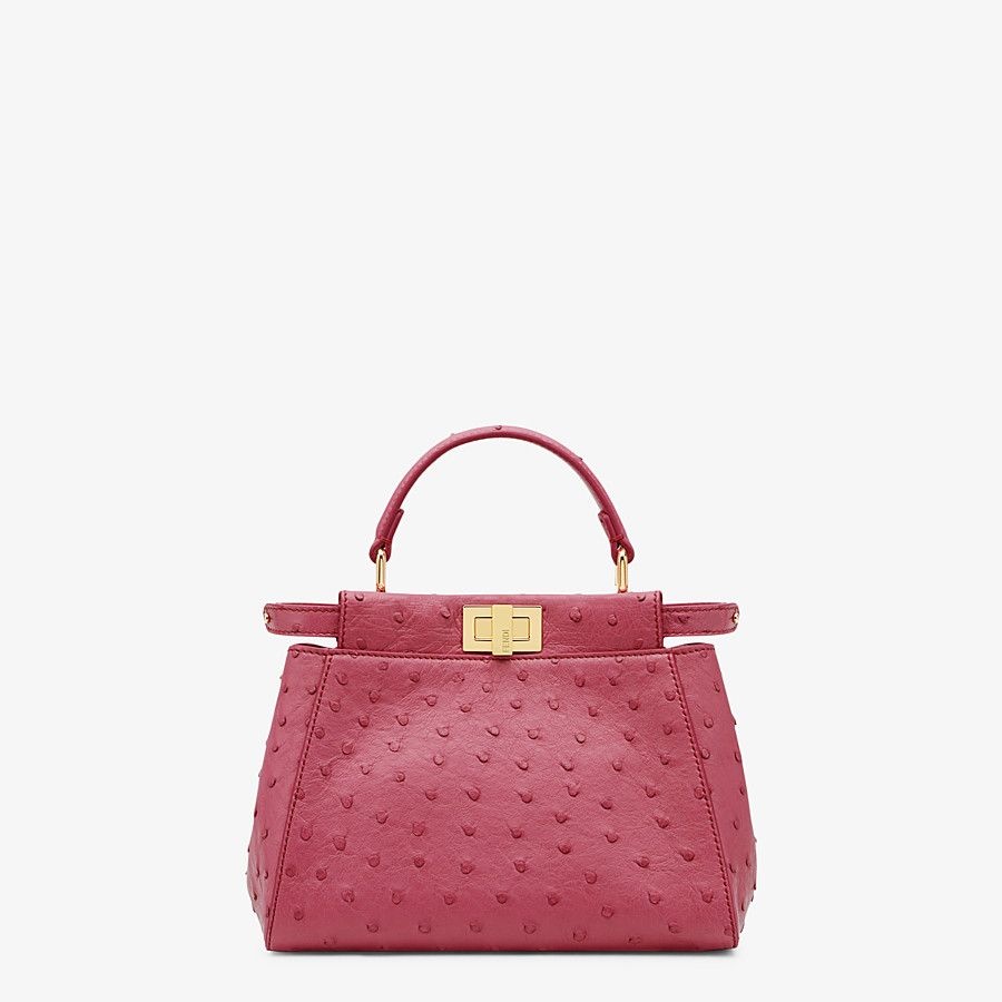 Red ostrich leather bag - 1