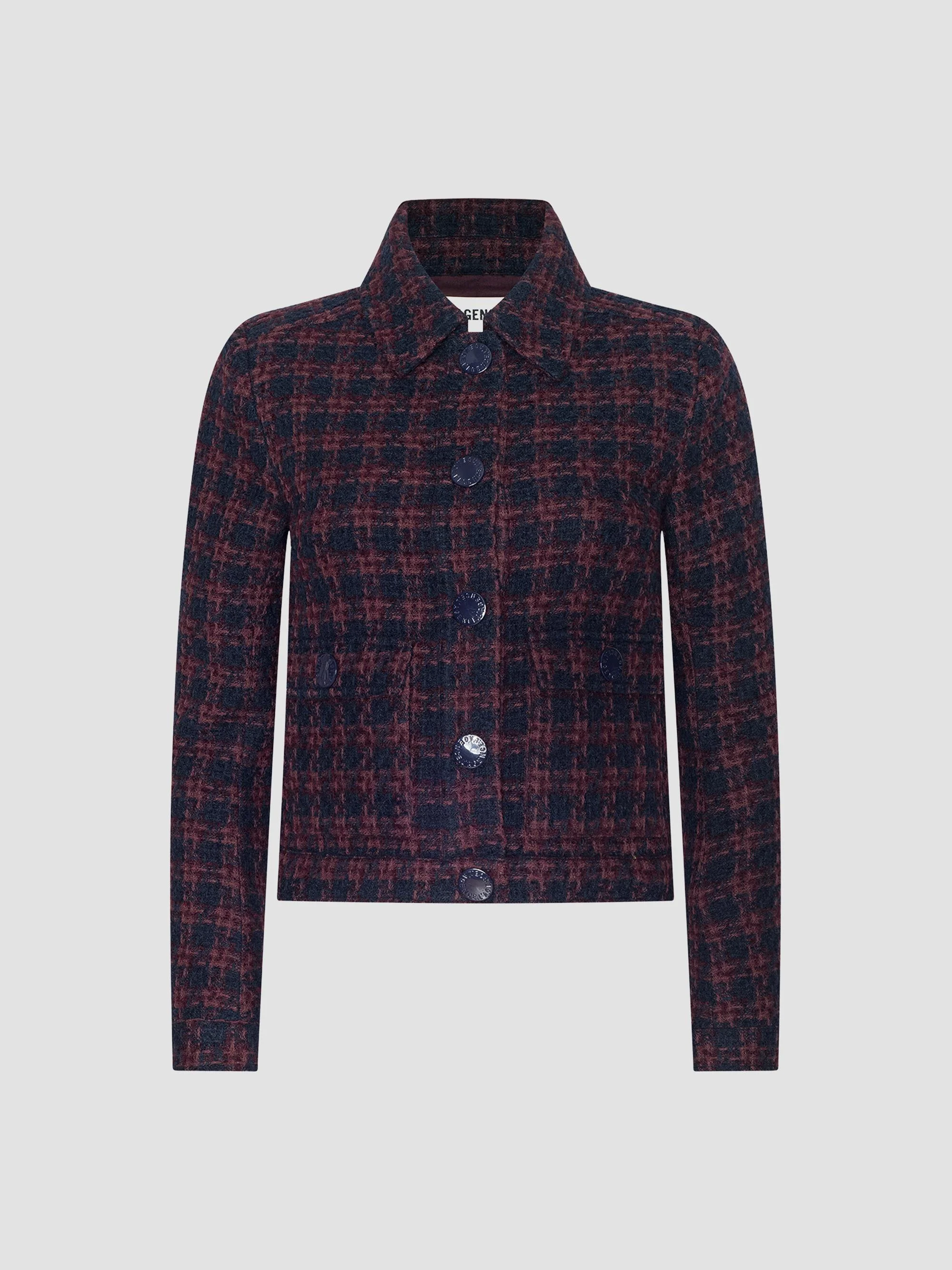 Women's Nyx Tweed Crop Jacket - Midnight Burgundy Tweed - 1