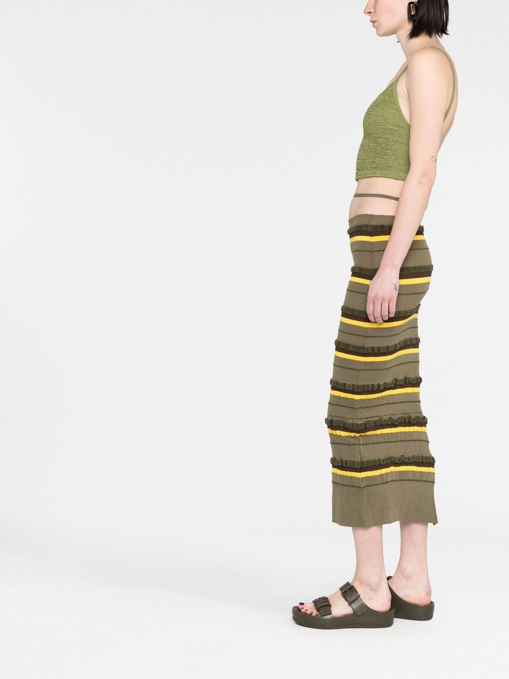 ribbed-knit striped midi skirt - 6