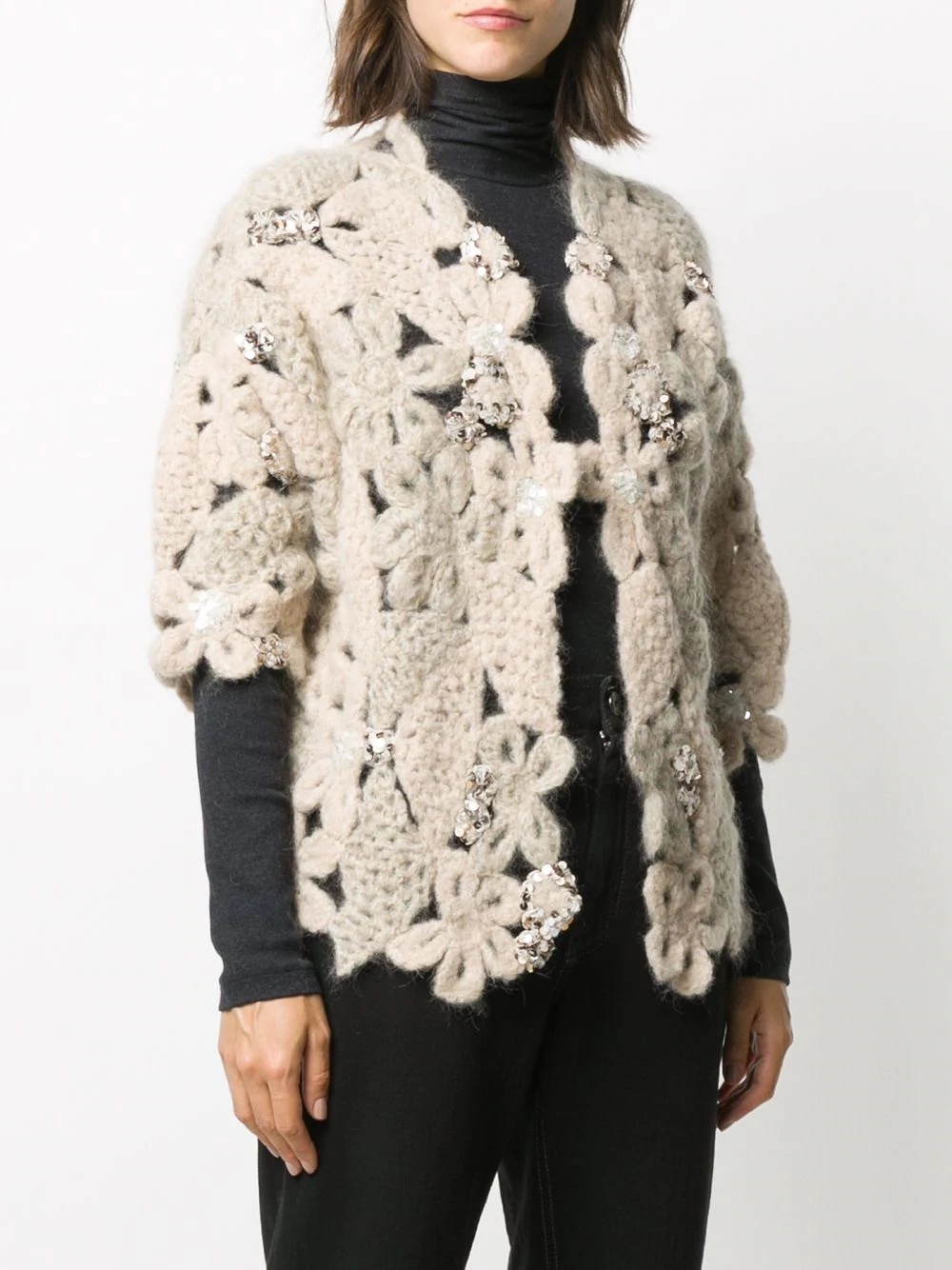 crochet knit cardigan - 3