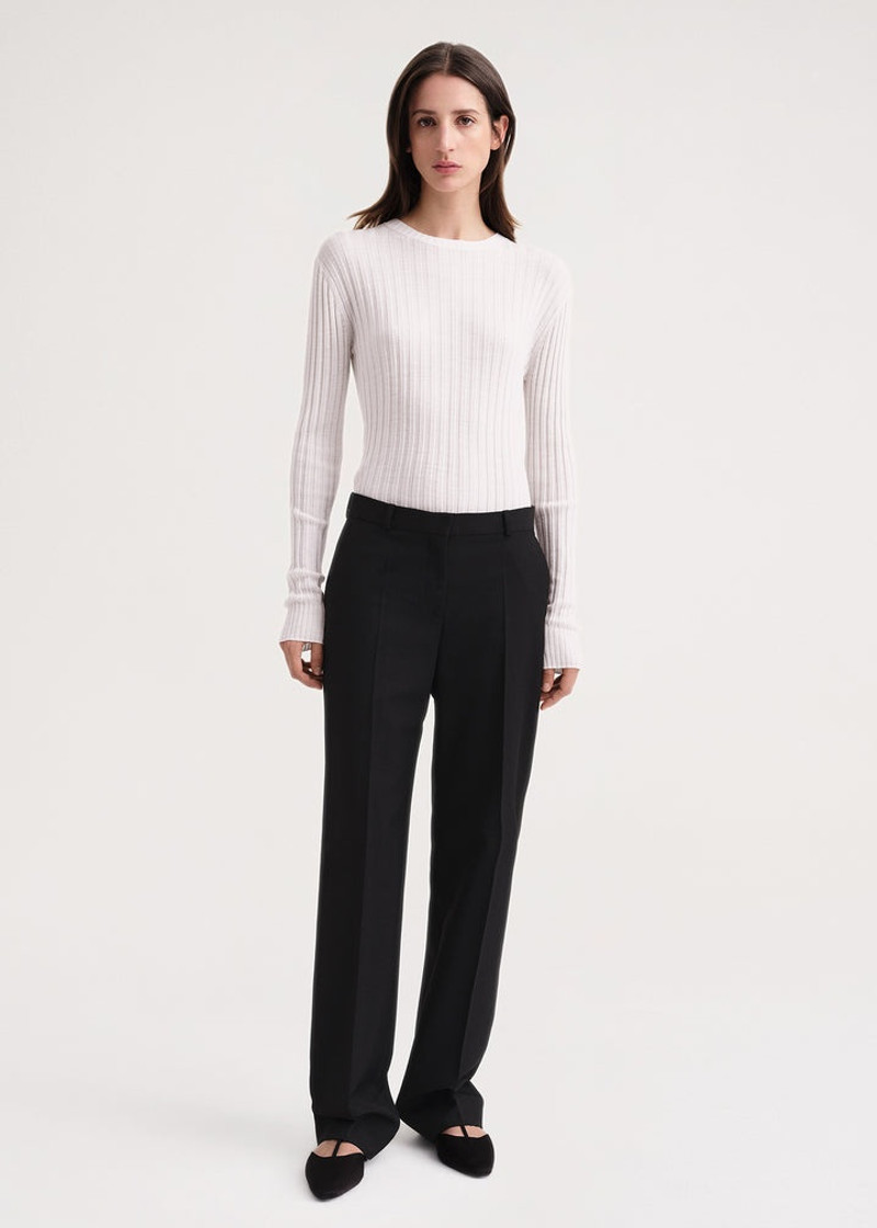 Mid-waist straight trousers black 2