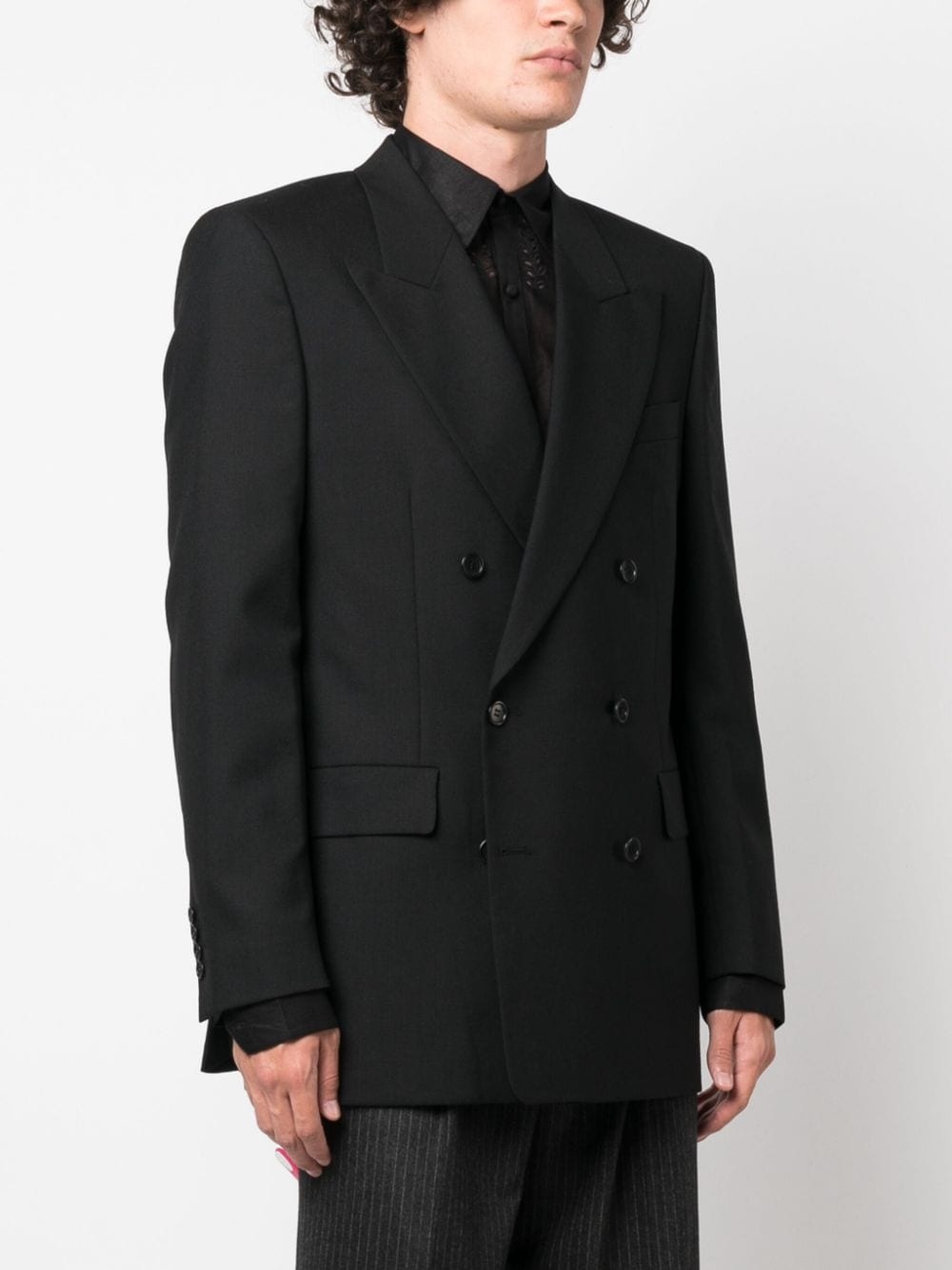 double-breasted wool blazer - 3