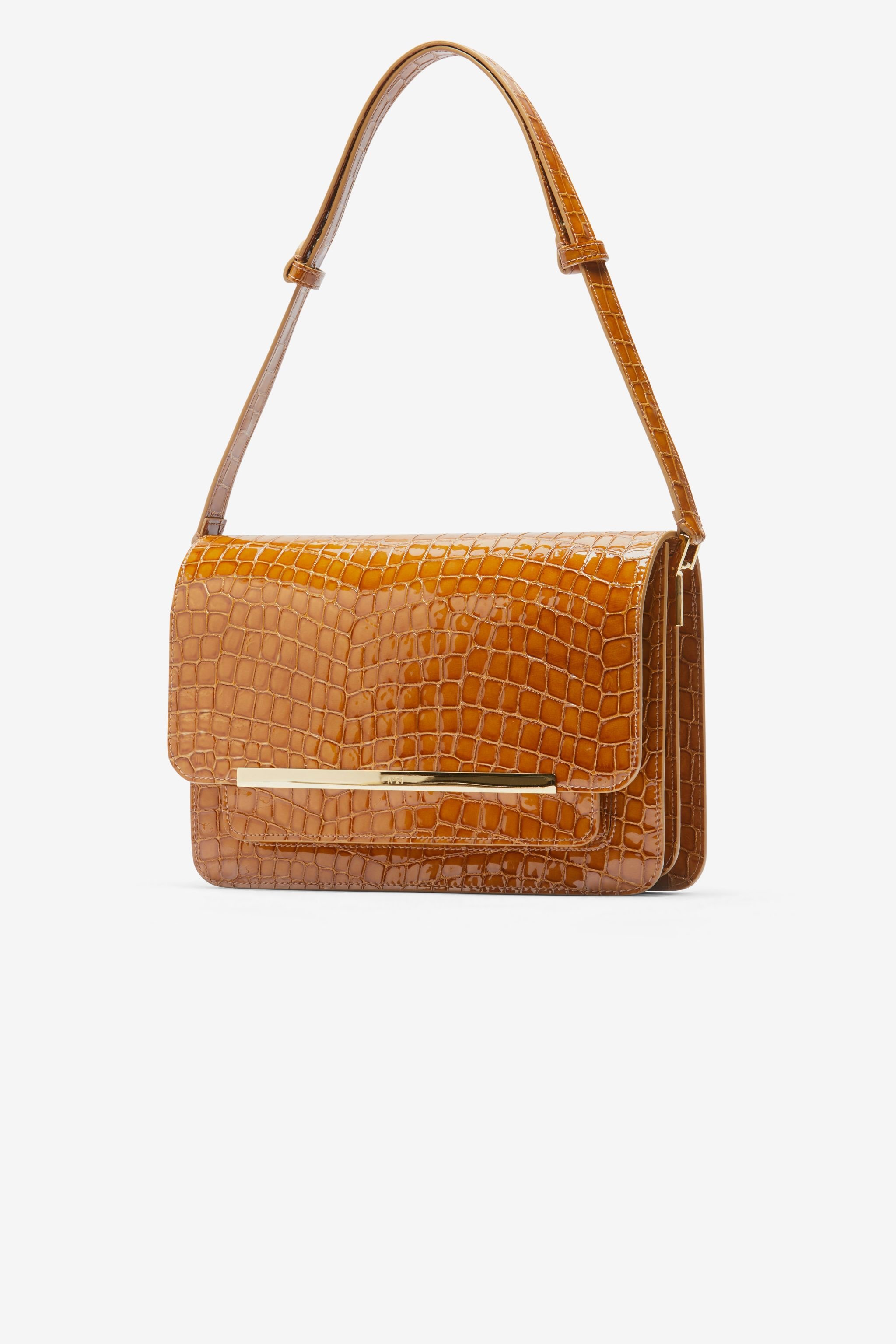 EDITH CROC-EFFECT LEATHER SHOULDER BAG - 3