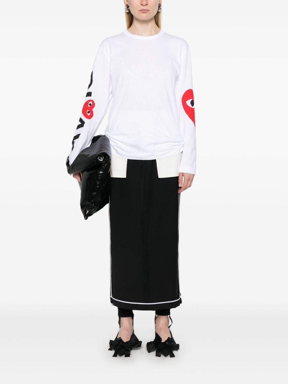 long-sleeve heart-print T-shirt - 3