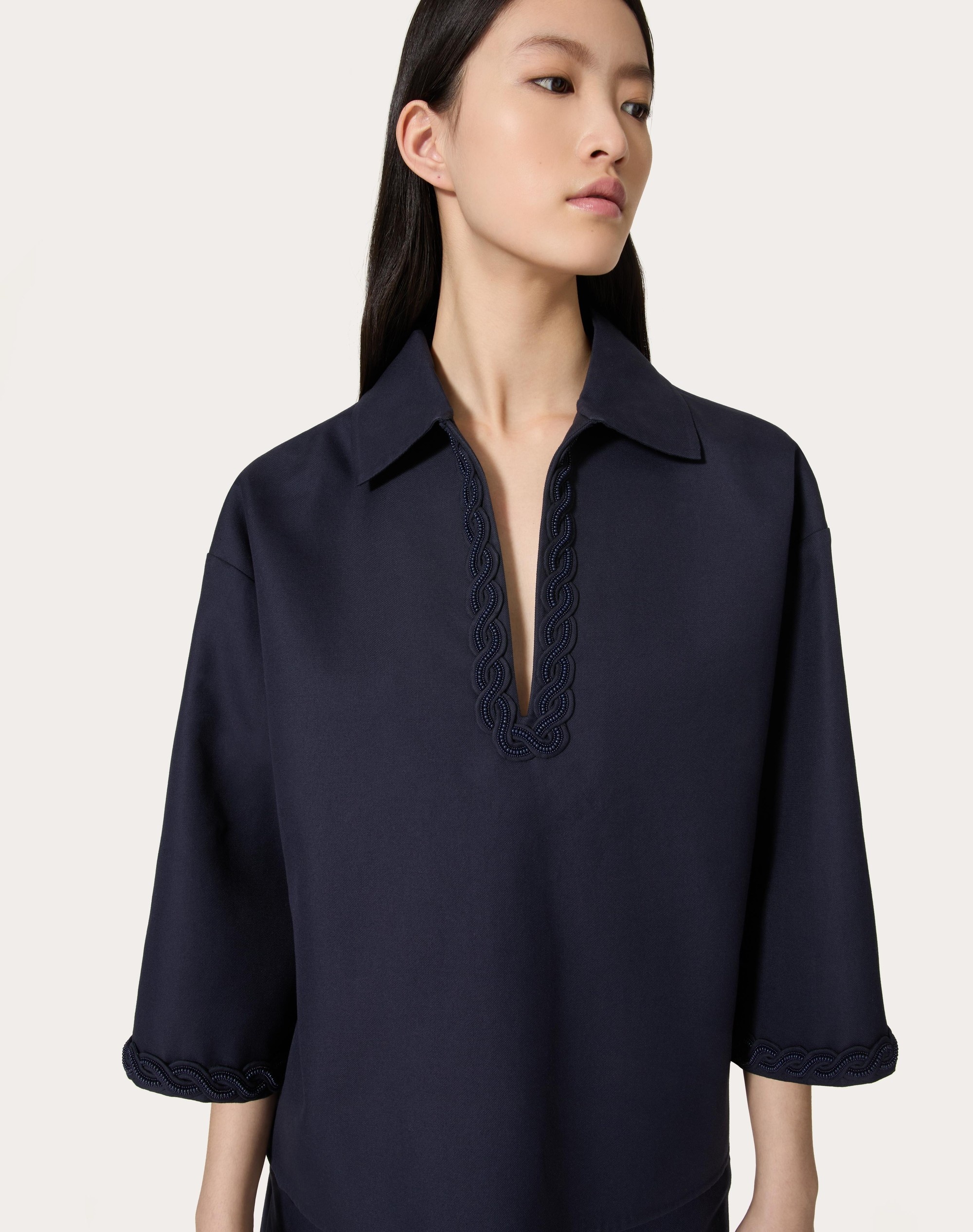 EMBROIDERED LIGHT DOUBLE SPLITTABLE GABARDINE TOP - 5