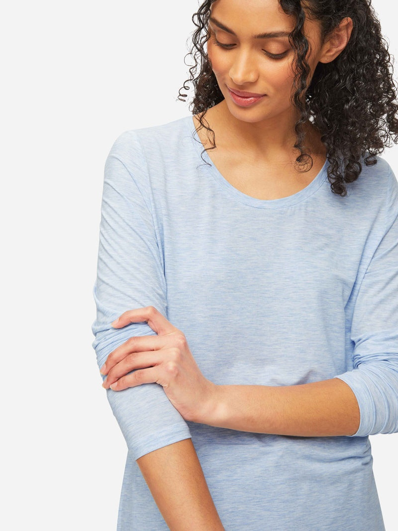 Women's Long Sleeve T-Shirt Ethan Micro Modal Stretch Blue Heather 2