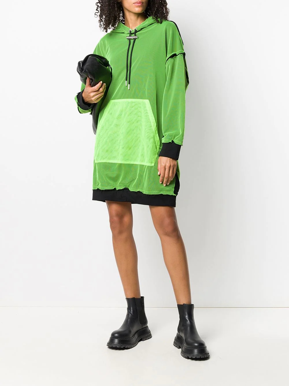 tulle overlay hoodie dress - 2