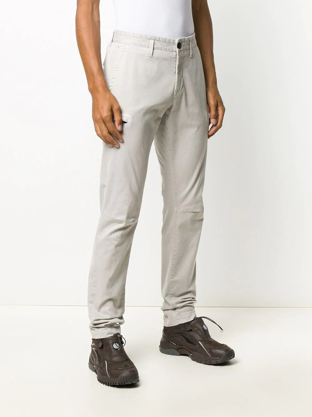 straight leg zipped pocket chinos - 3