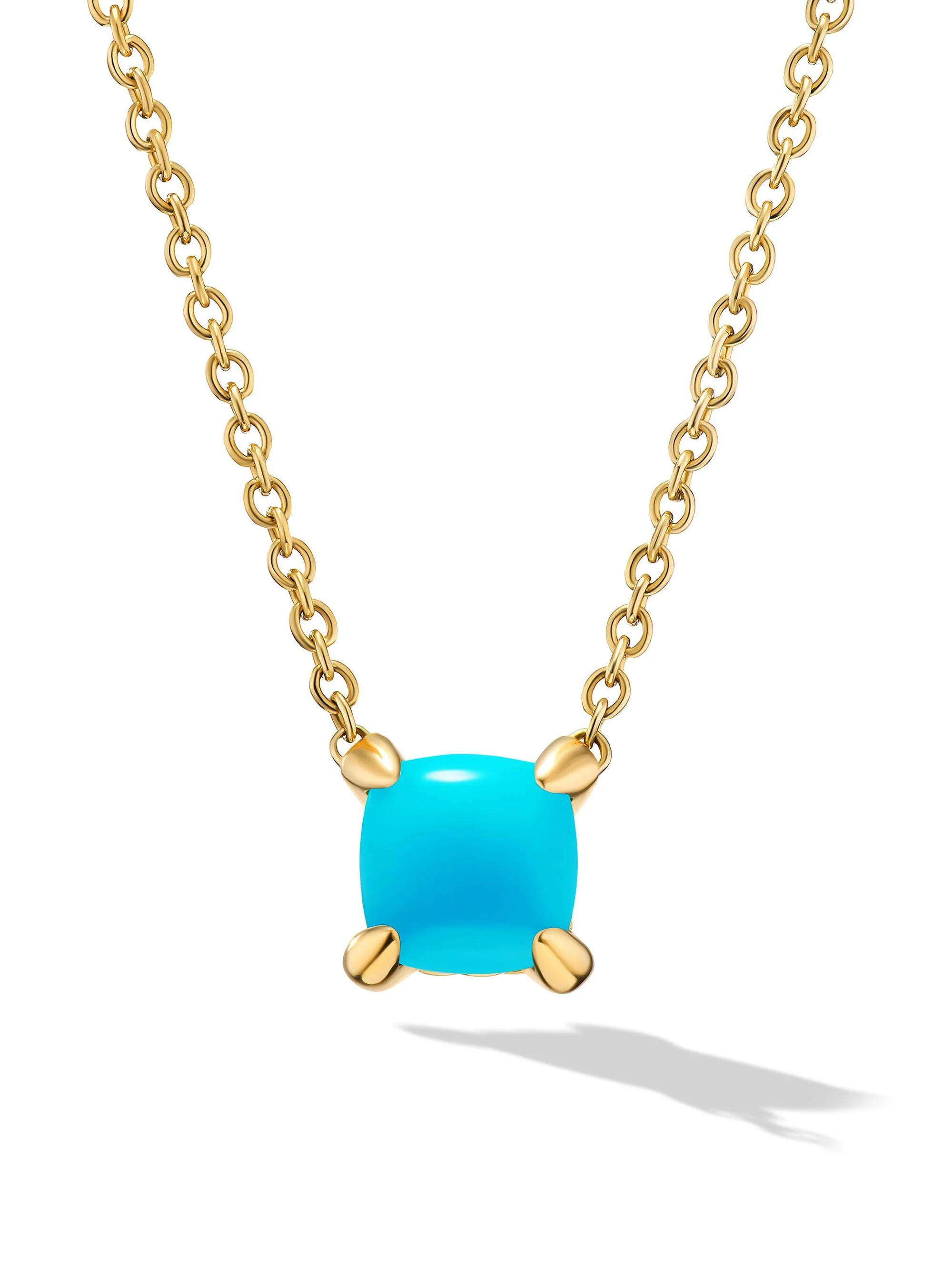 Women's Micro Chatelaine Pendant Necklace in 18K Yellow Gold - Turquoise - 1