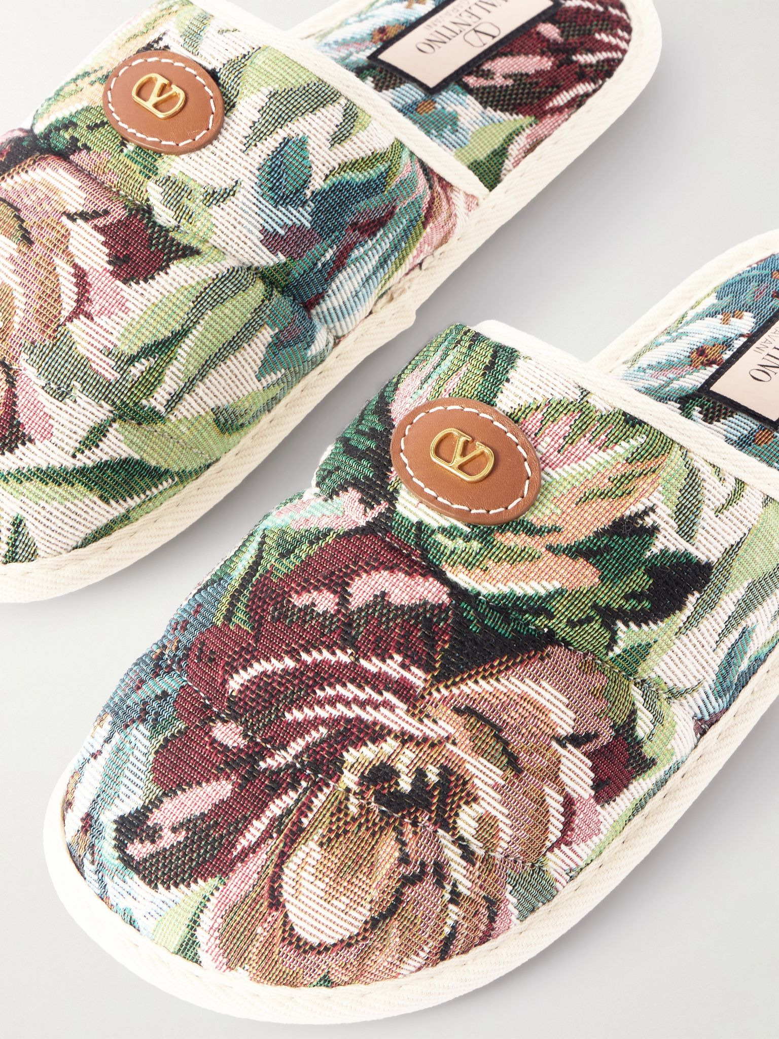 Logo-Embellished Jacquard Slippers Neutral - 5