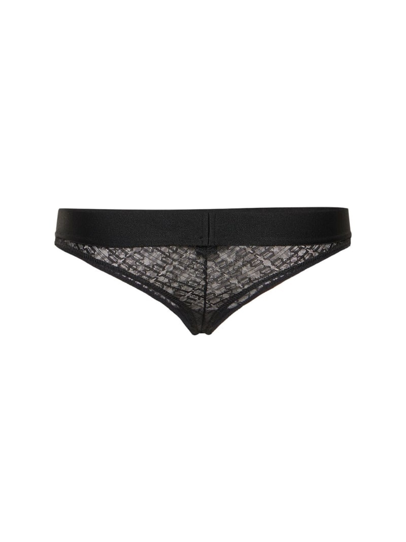 Classic logo lace thong briefs - 3