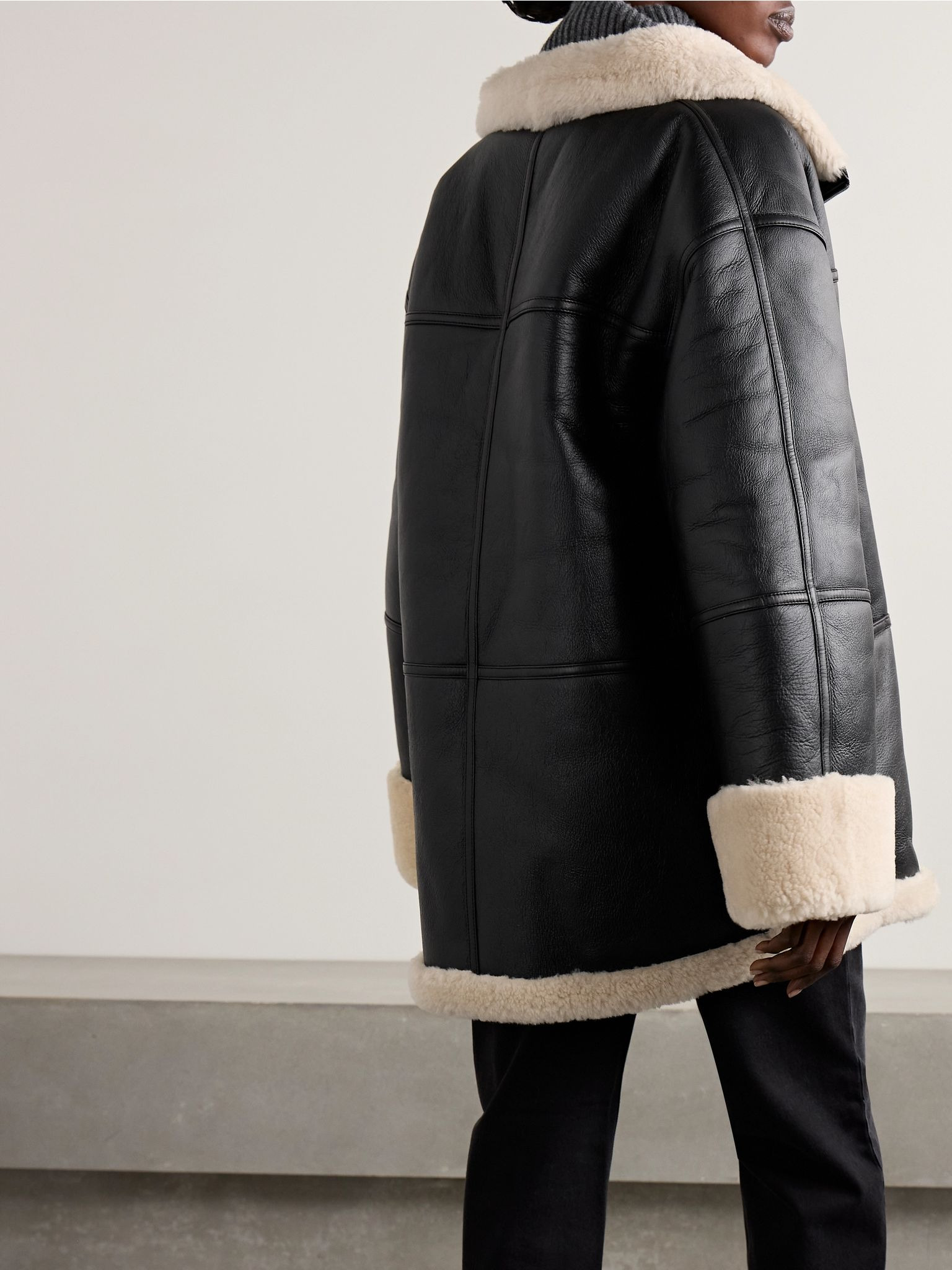 Two-tone shearling jacket Black - 4