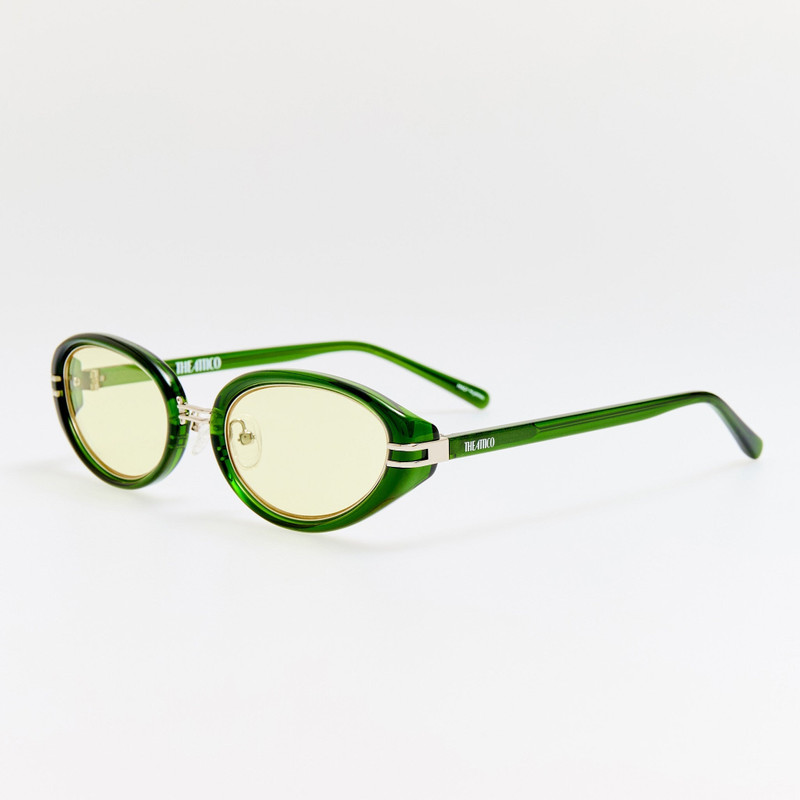LINDA FARROW Ambra Oval Sunglasses in Green outlook