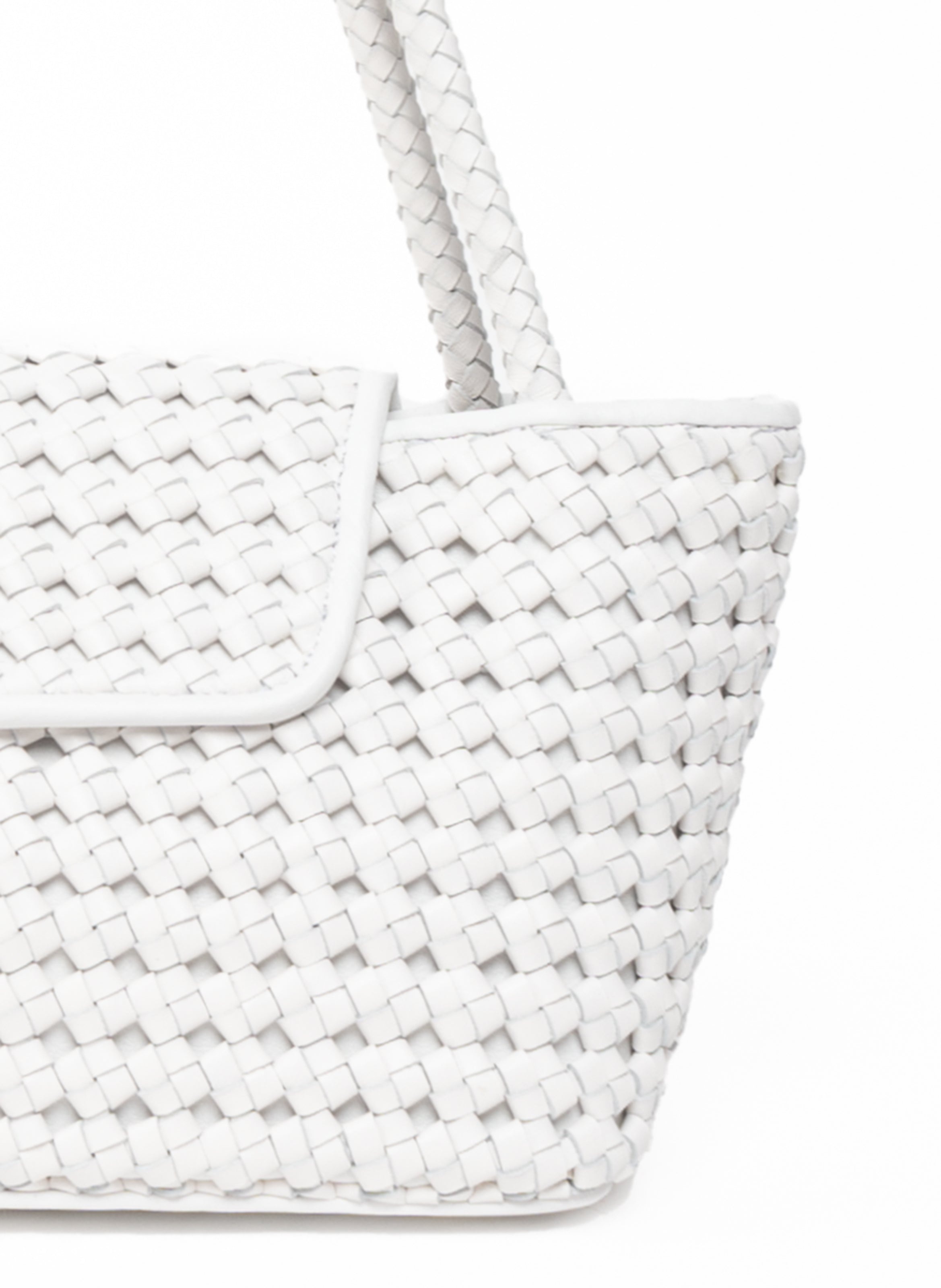 Courrier Tote Woven Leather White - 5