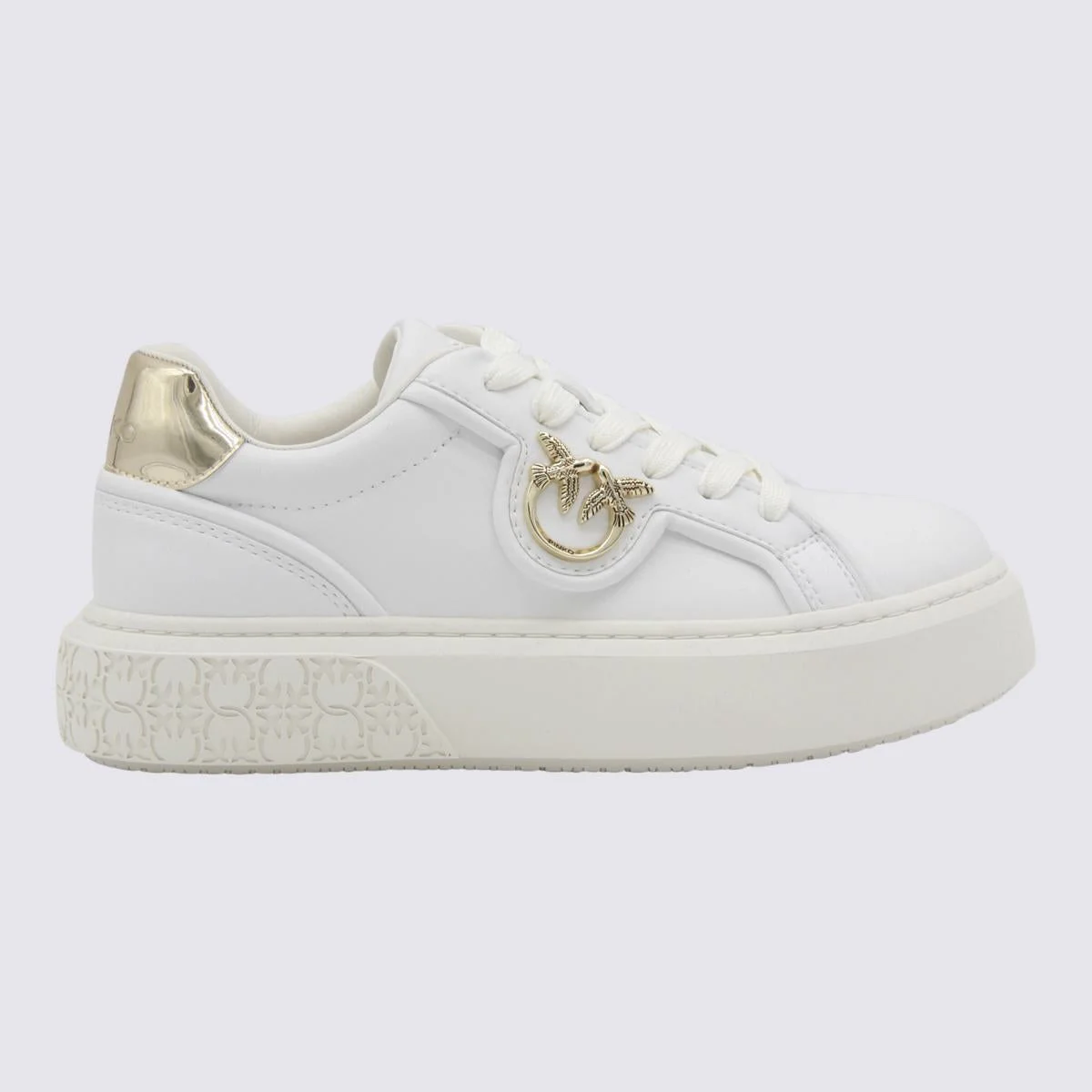 Pinko White And Gold Sneakers - 1