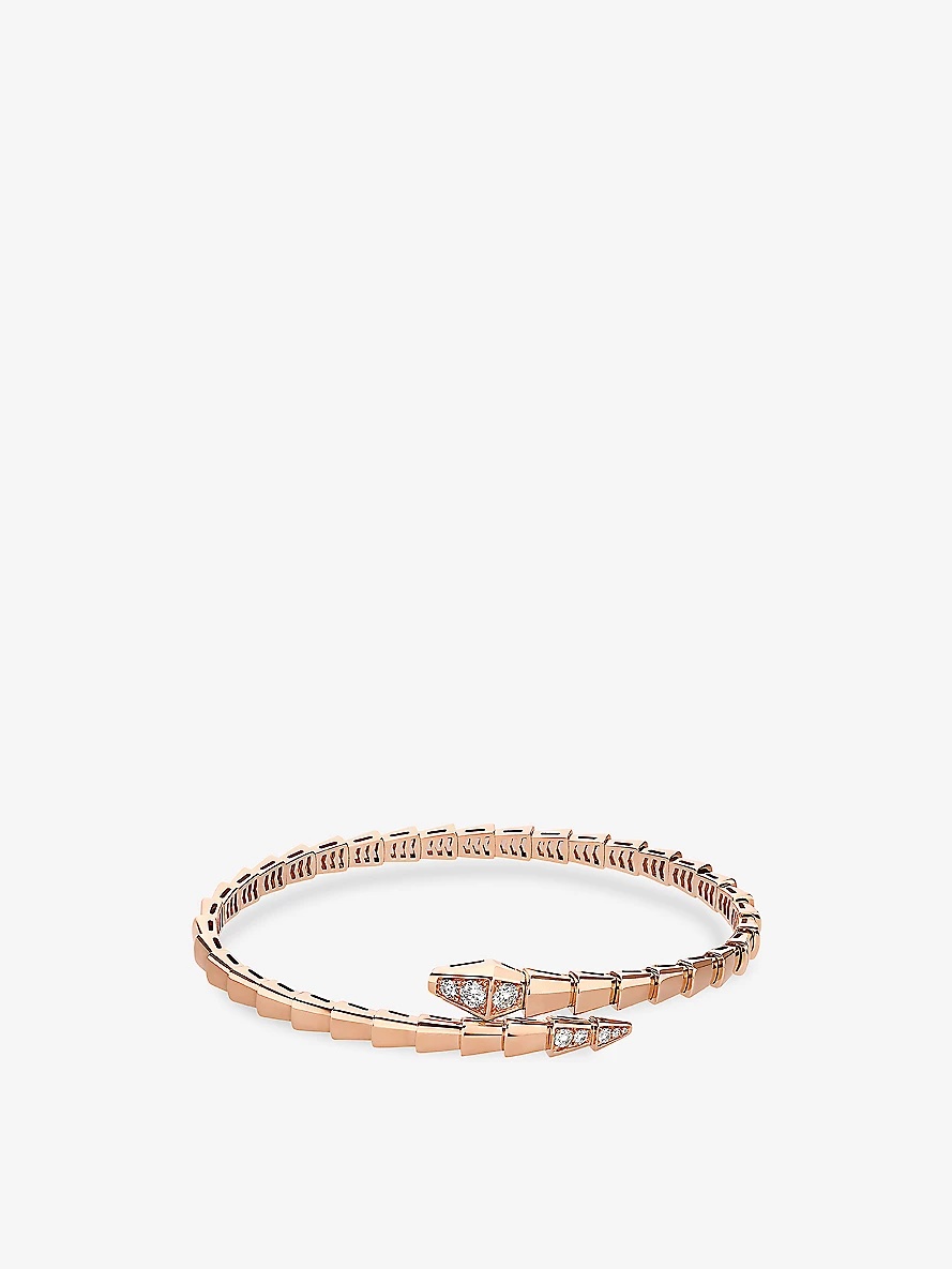Serpenti Viper 18ct rose-gold and 0.47ct brilliant-cut diamond bangle bracelet - 2