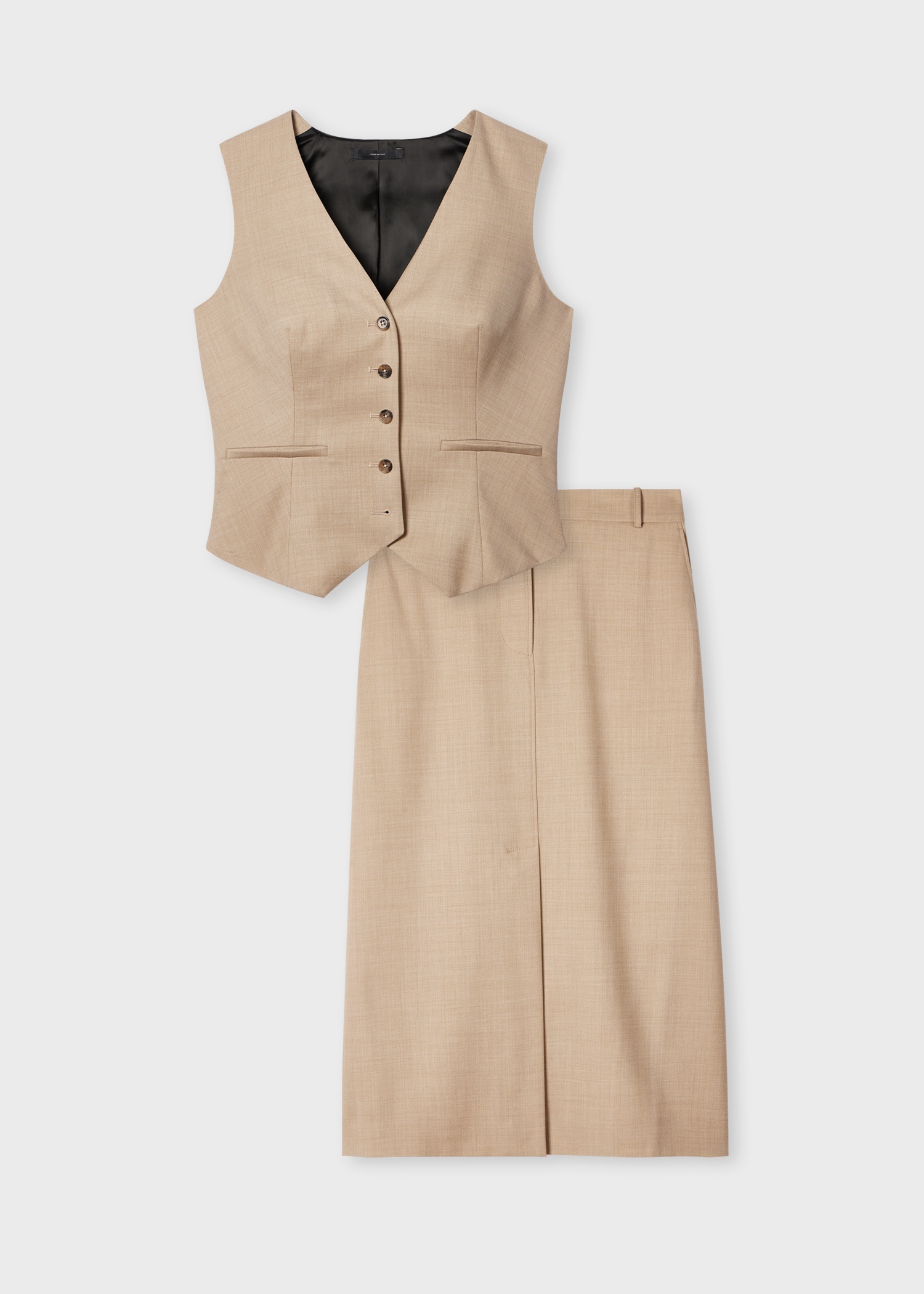 A Suit To Travel In - Women's Stone Wool Waistcoat & Tailored Skirt - 1