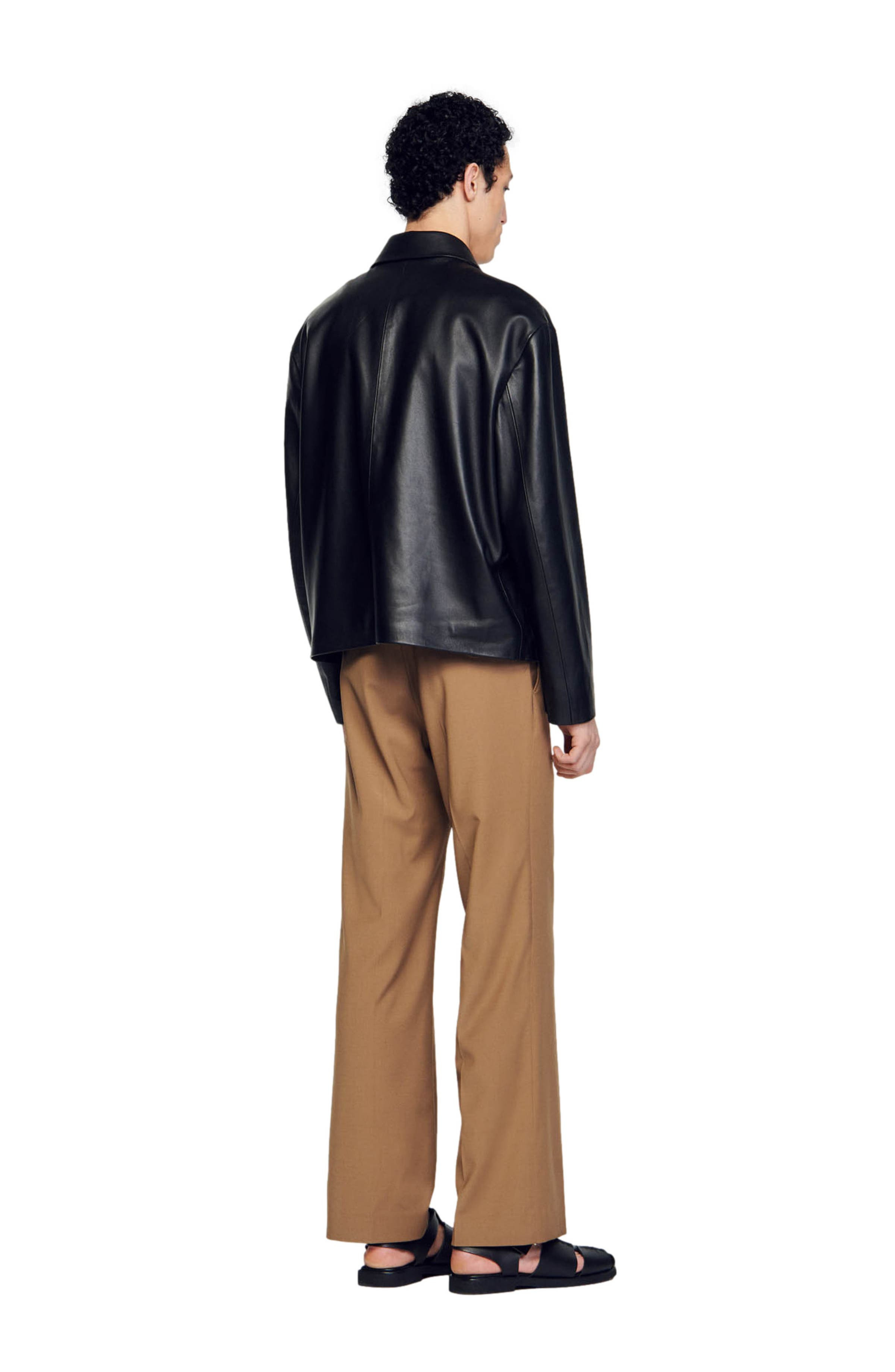 SANDRO Lambskin jacket in Black at Nordstrom - 2