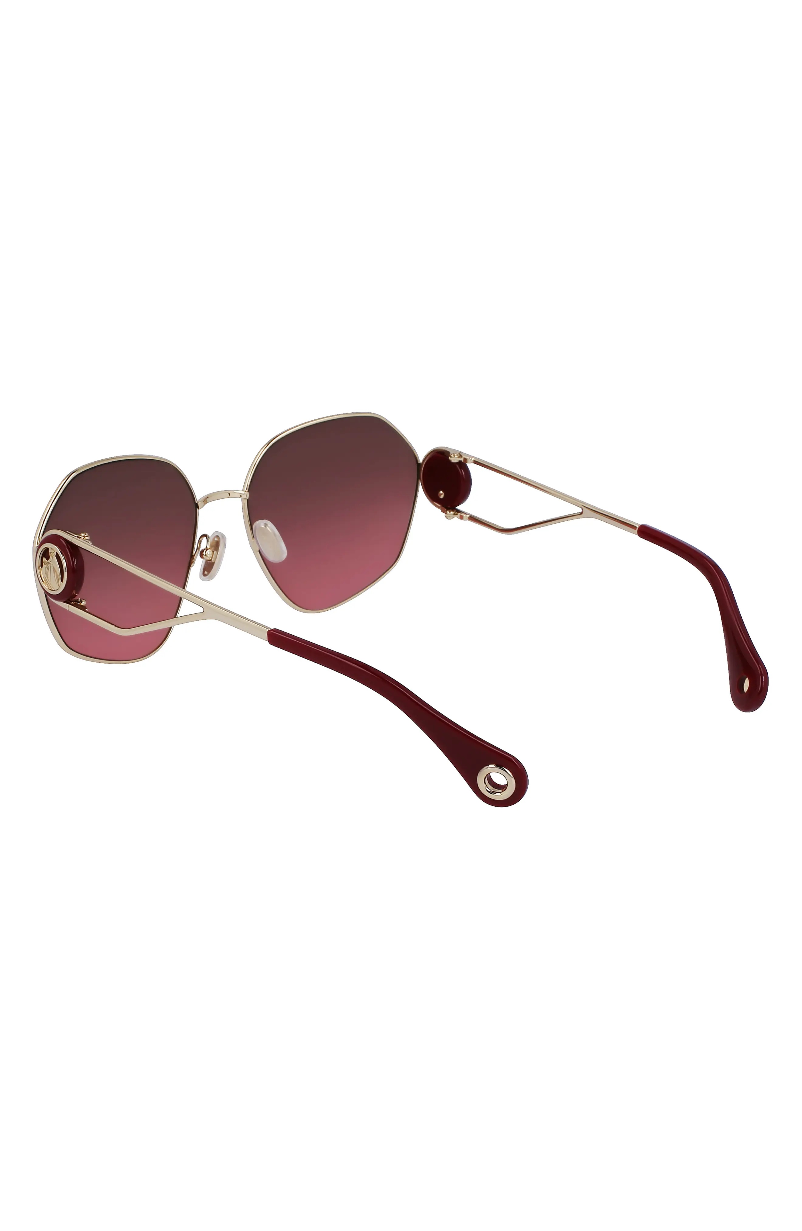 Mother & Child 62mm Oversize Rectangular Sunglasses in Gold/Gradient Cherry - 3