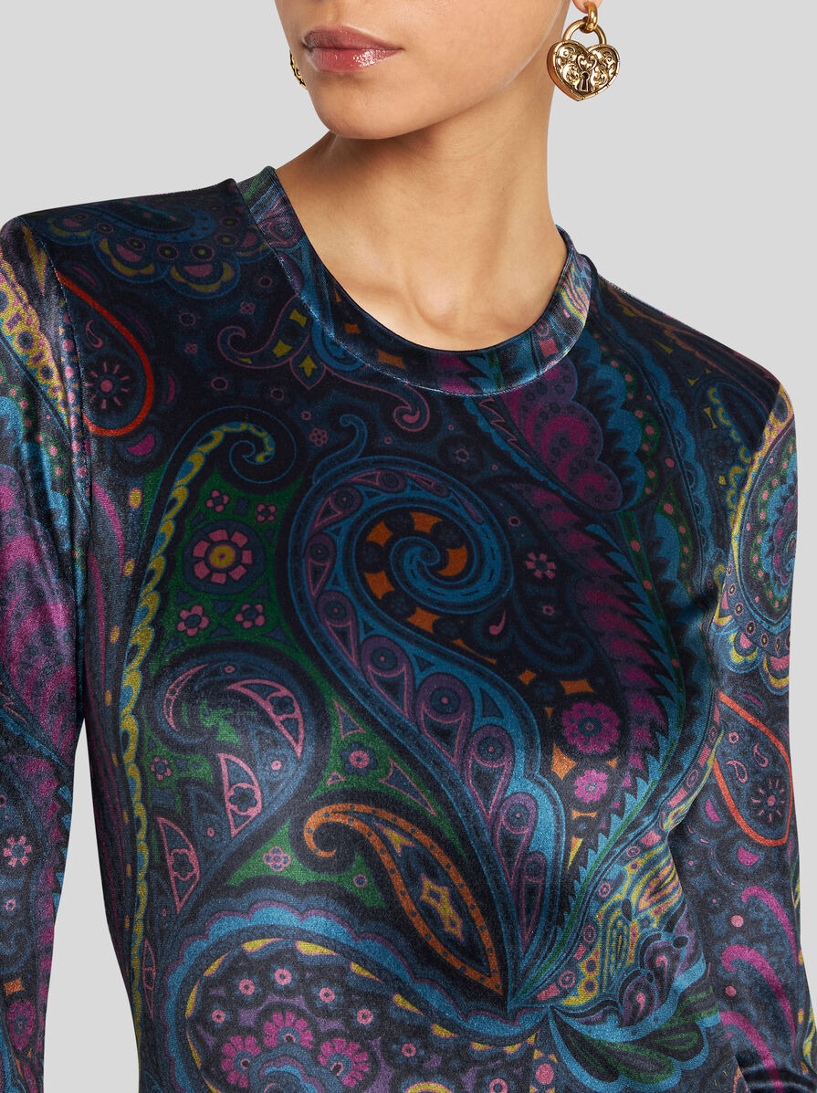 CHENILLE TOP WITH PAISLEY PRINT - 3