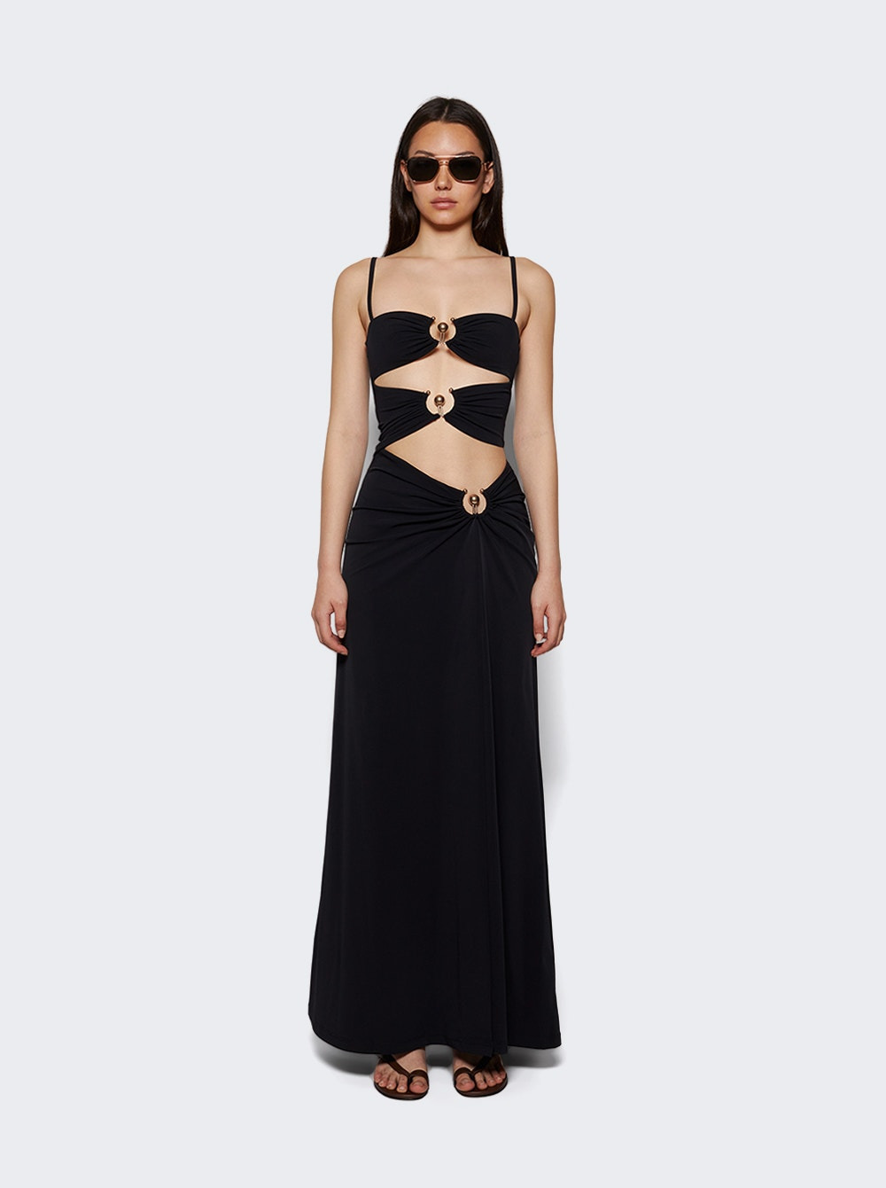 Ruched Orbit Split Dress Black - 2