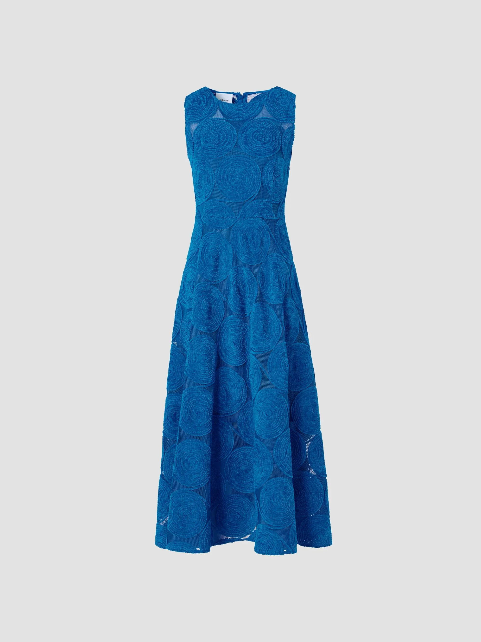 Women's Chenille Embroidery Mesh Midi Dress - Uranus - 1