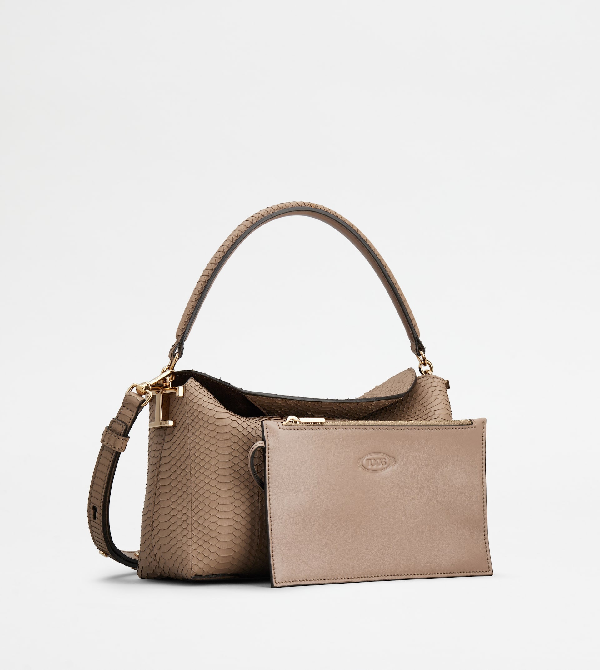 TOD'S T CASE SHOULDER BAG IN REPTILE MINI - BEIGE - 3