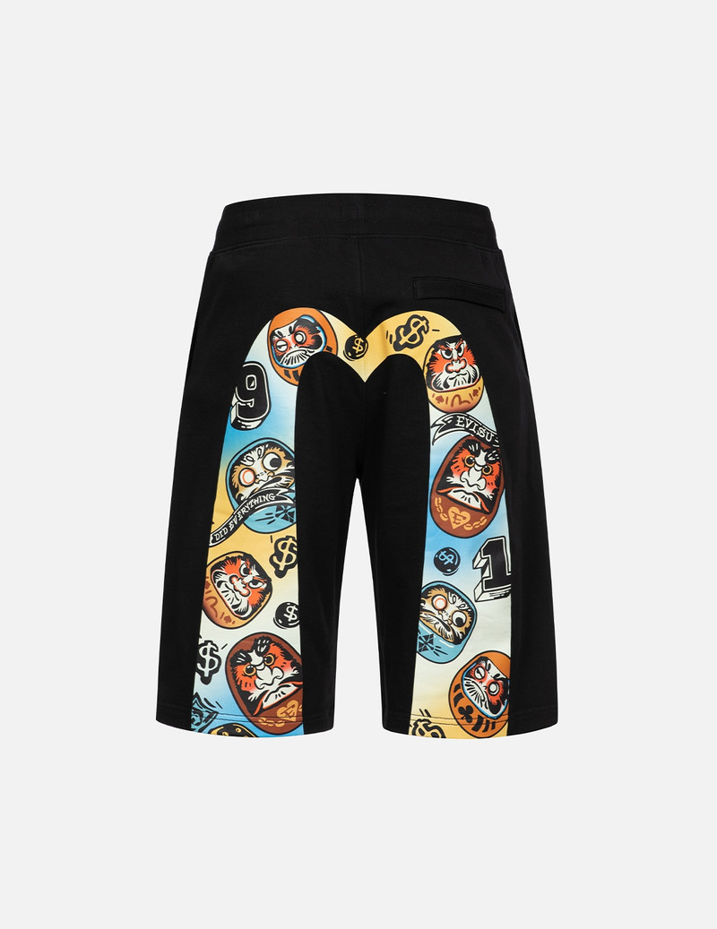 EVISU GAMING DARUMA DAICOCK PRINT REGULAR FIT SWEAT SHORTS outlook