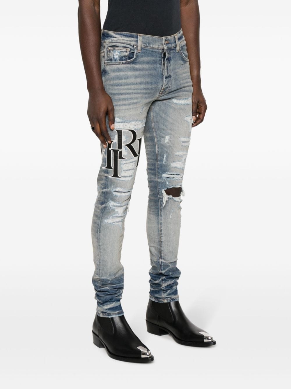 logo-patch cotton-blend slim-fit jeans - 3