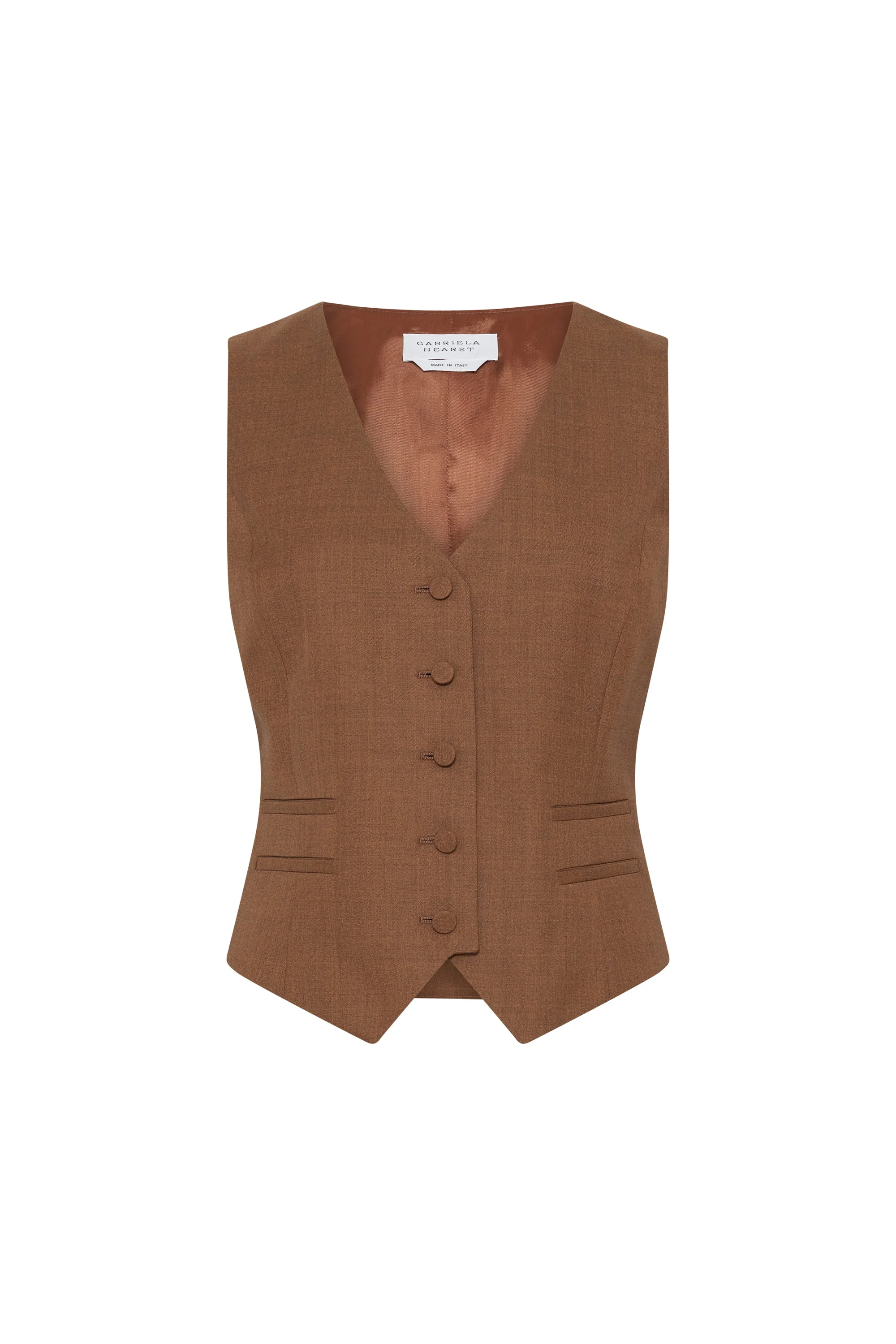 Coleridge Vest in Chestnut Wool Silk - 1