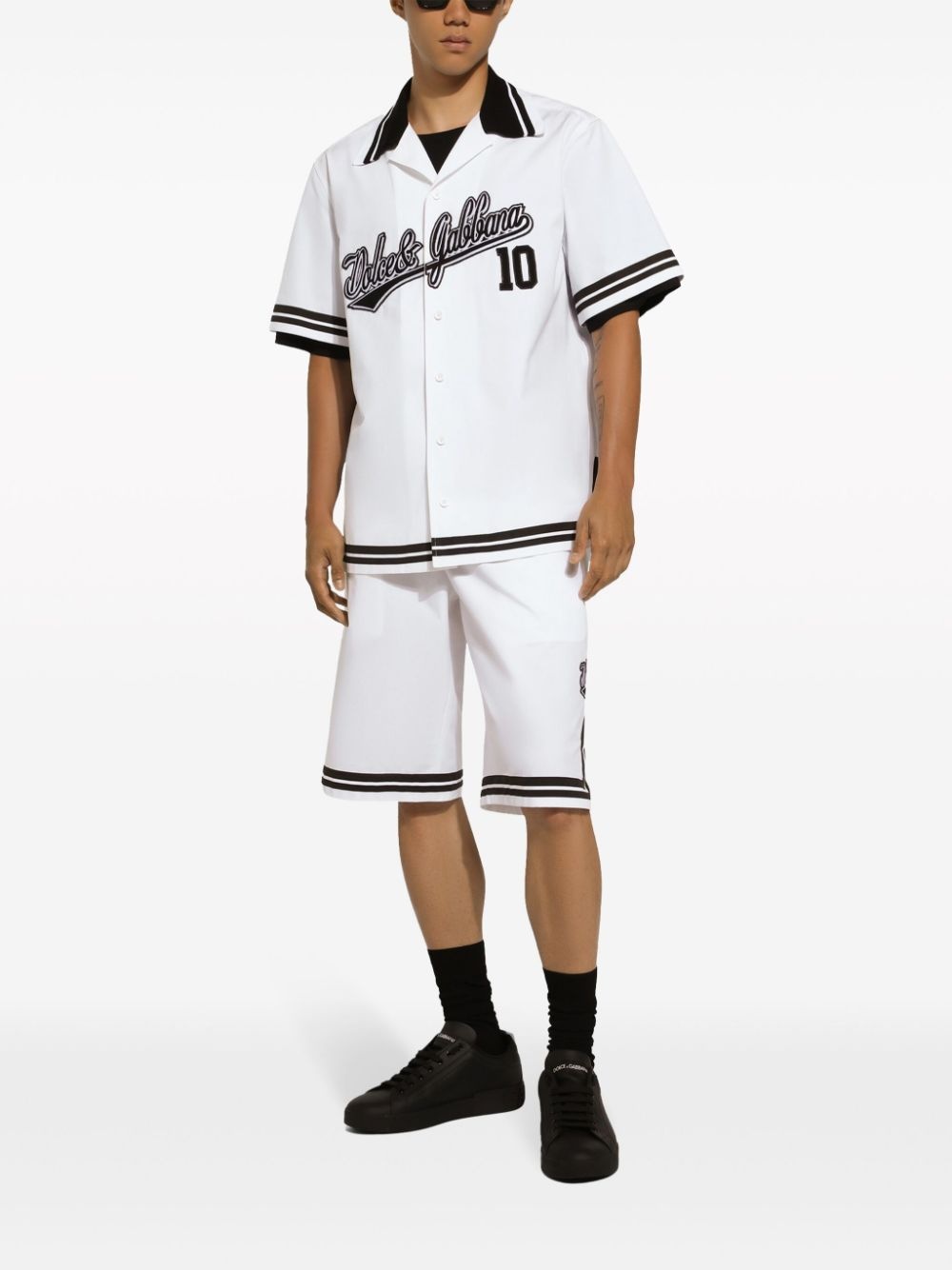 logo-print cotton track shorts - 2