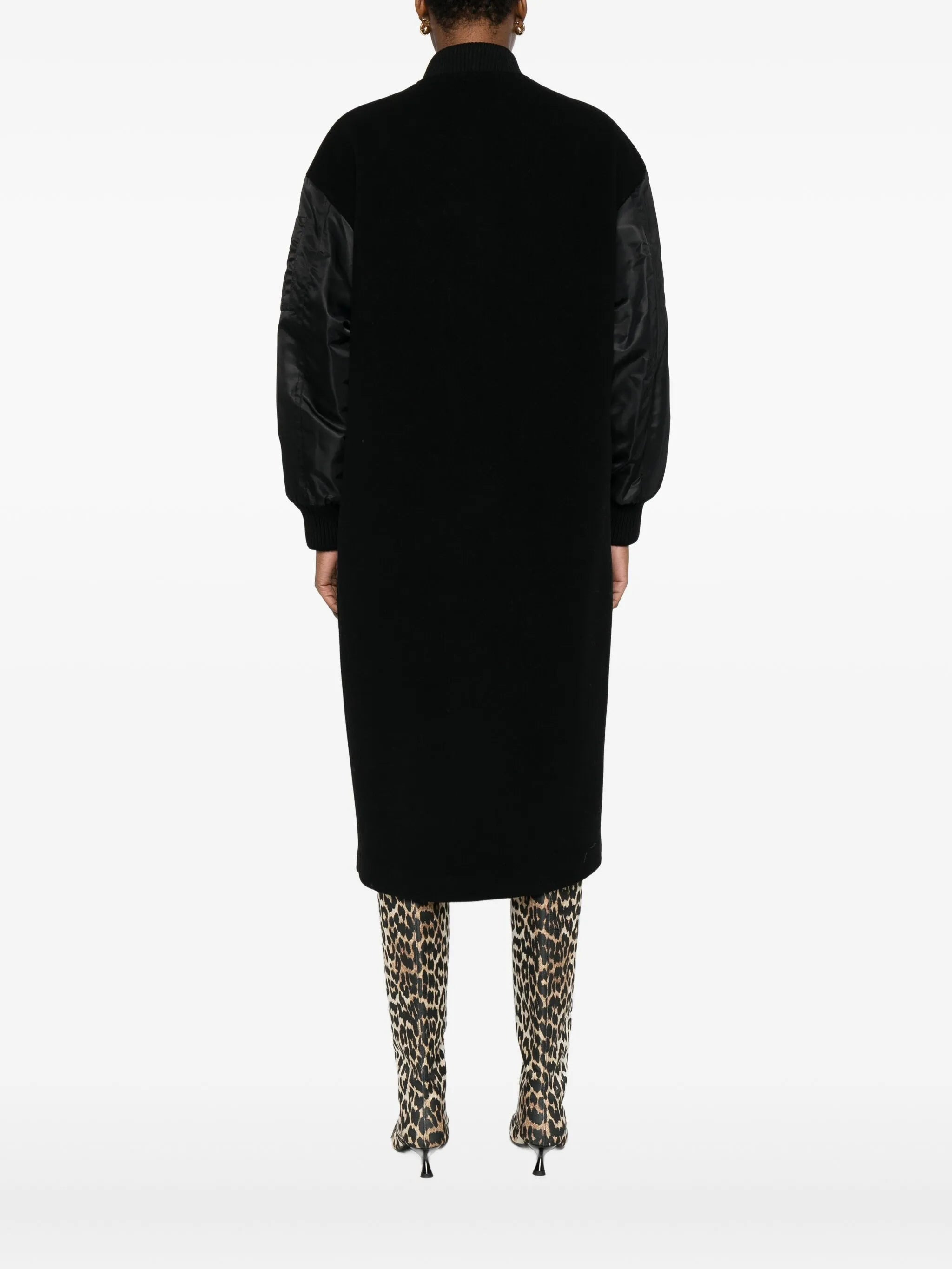 Pinko Satin-sleeve Wool Coat - 4