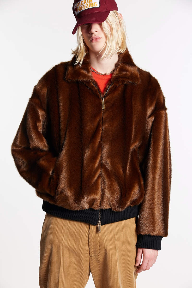 DSQUARED2 FAUX FUR BOMBER JACKET - 3