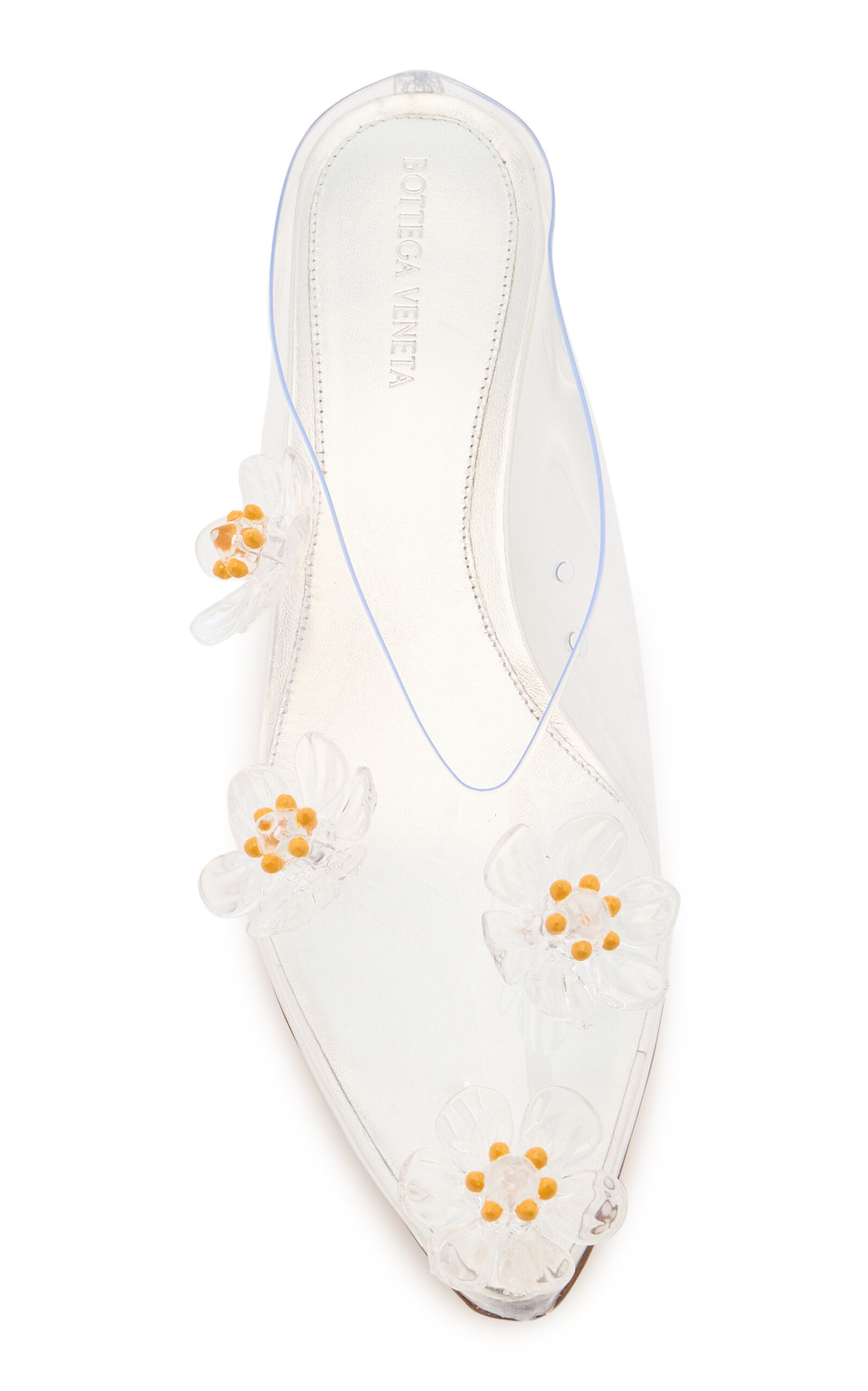 Floral-Appliquéd Plexi Mule Pumps white - 3