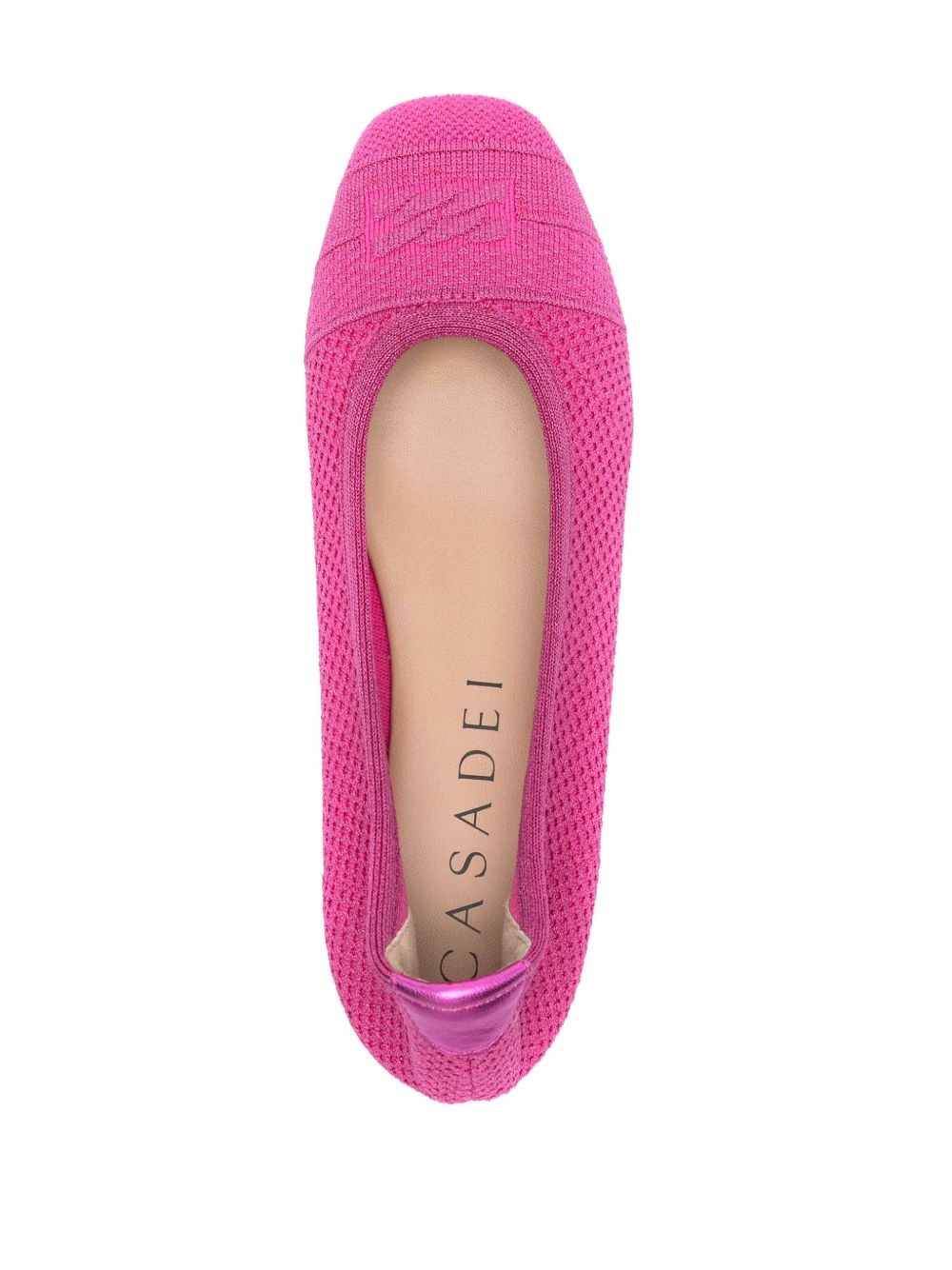 lurex-detail knitted ballerina shoes - 4