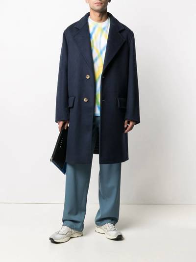 Marni logo-patch tailored mid-length coat outlook