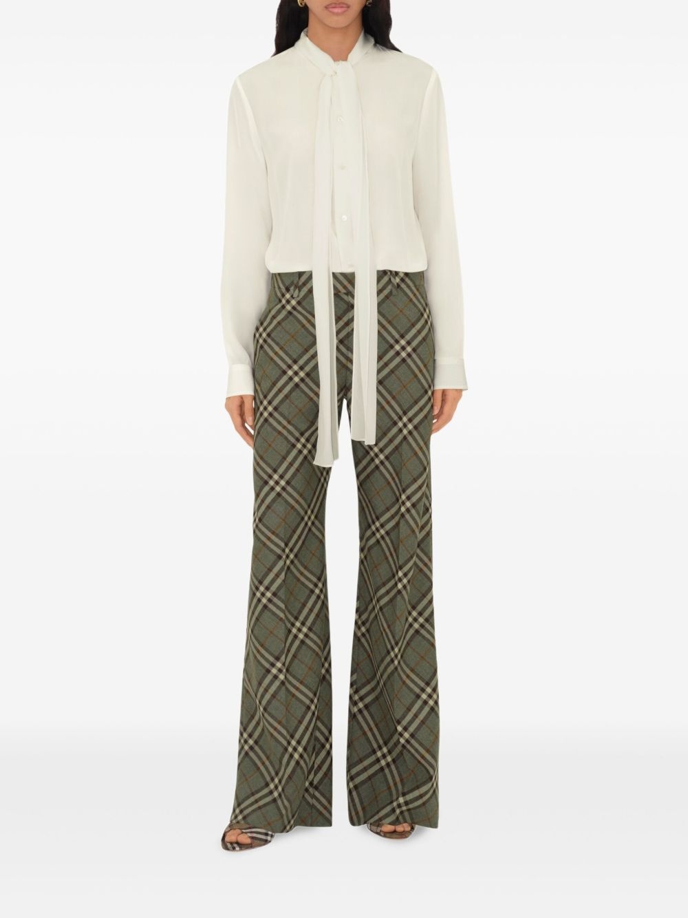 checked wool tailored trousers - 2