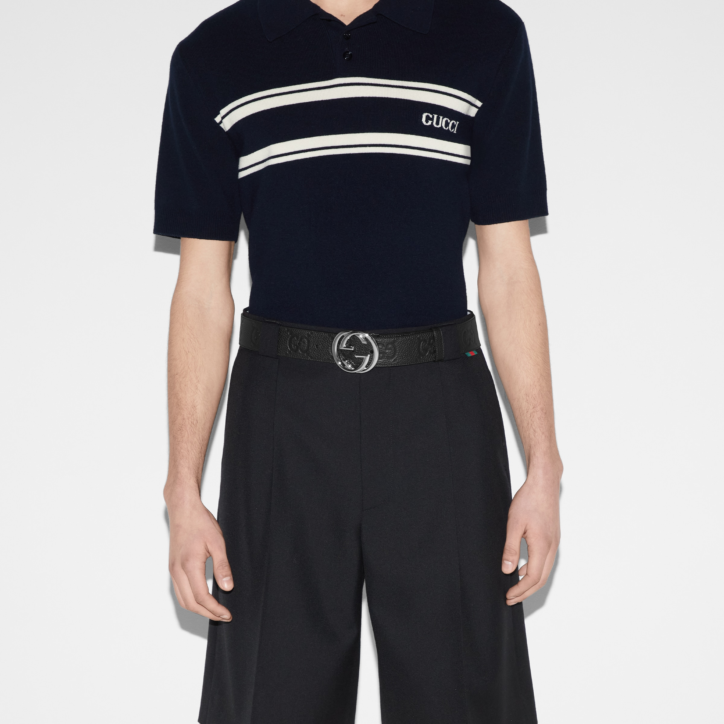 Wide belt with Interlocking G buckle - 3